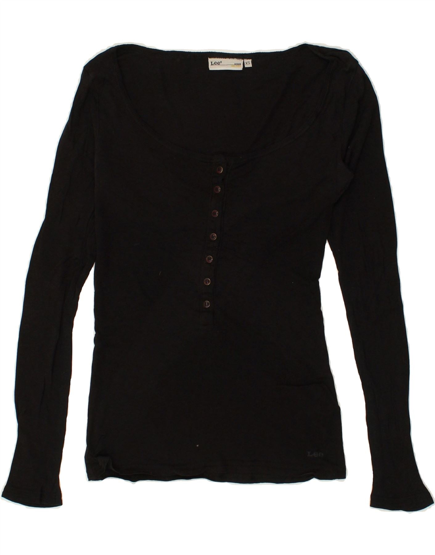 image of LEE Womens Top Long Sleeve UK 4 XS Black Cotton