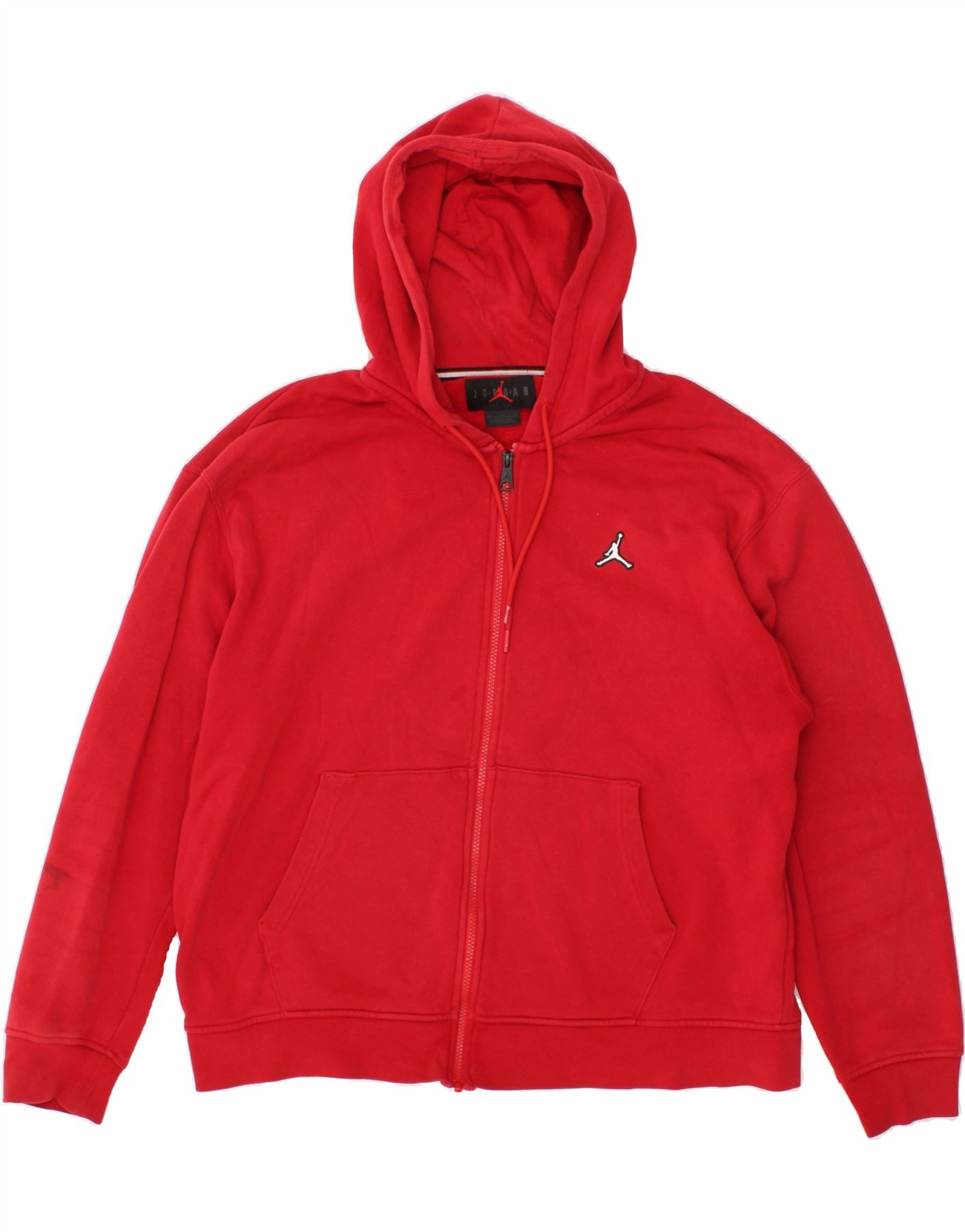 image of JORDAN Mens Zip Hoodie Sweater XL Red Cotton