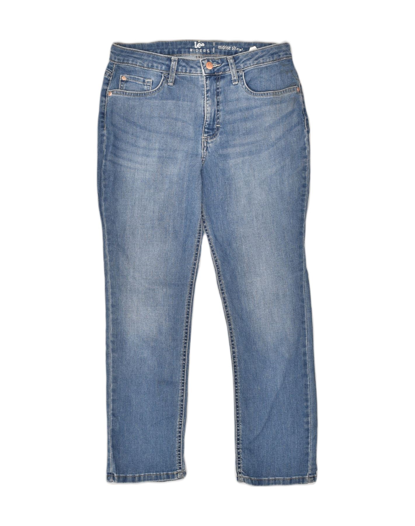 image of LEE Womens Riders Mid Rise Straight Jeans W34 L28 Blue Cotton
