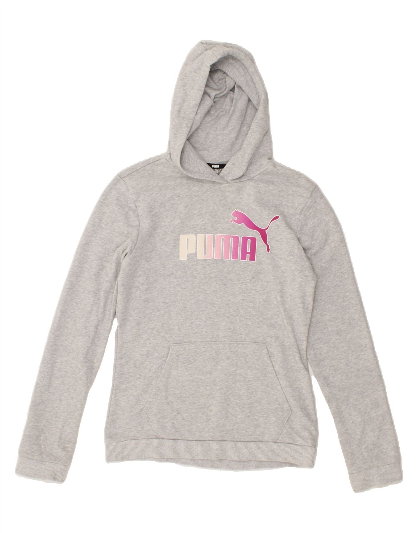 image of PUMA Girls Graphic Hoodie Jumper 15-16 Years Grey