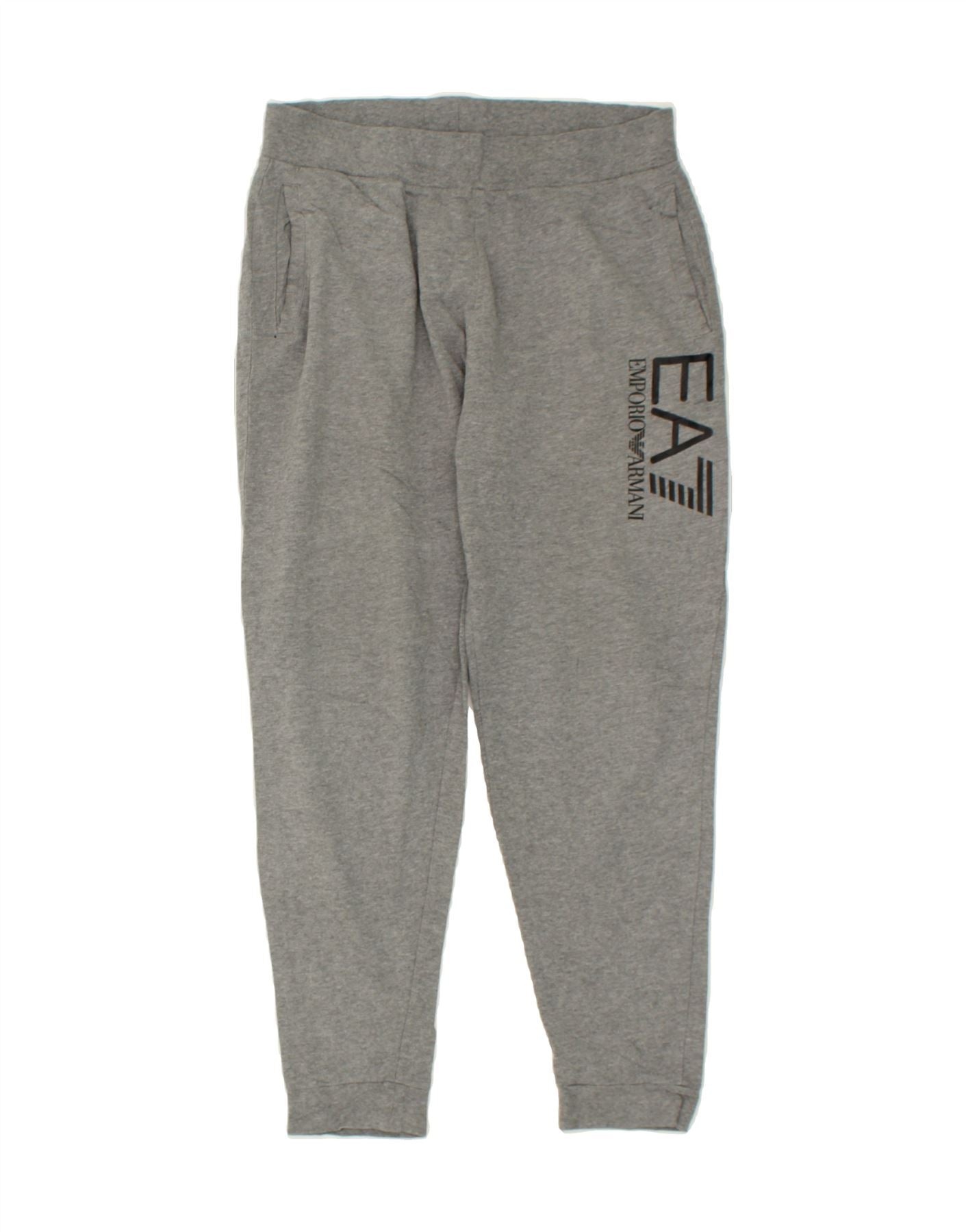 image of EMPORIO ARMANI Mens Graphic Tracksuit Trousers Joggers Medium Grey Cotton