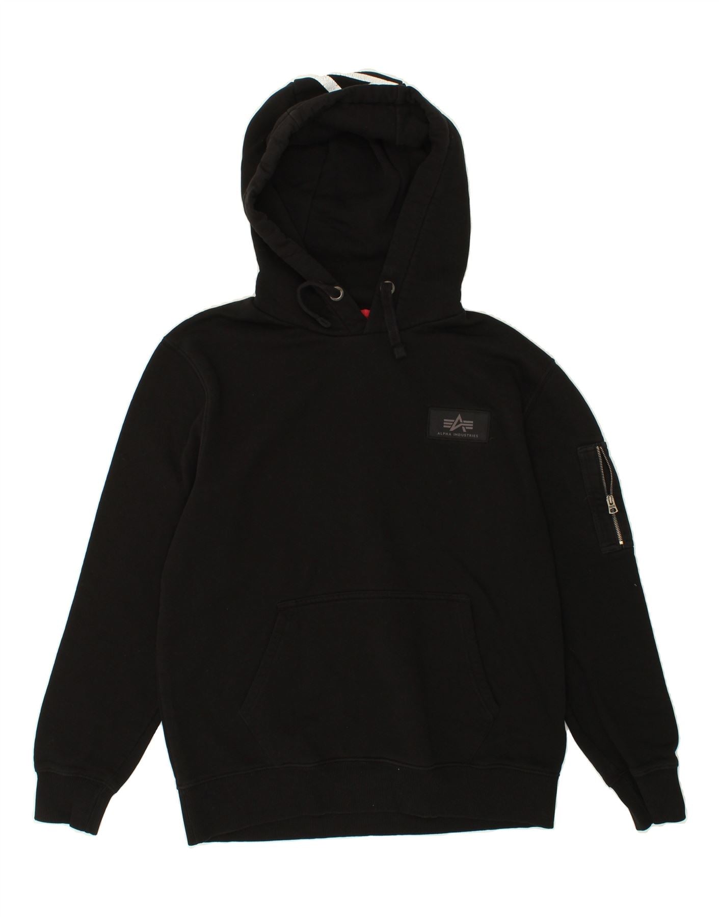 image of ALPHA INDUSTRIES Mens Graphic Hoodie Jumper Large Black Cotton