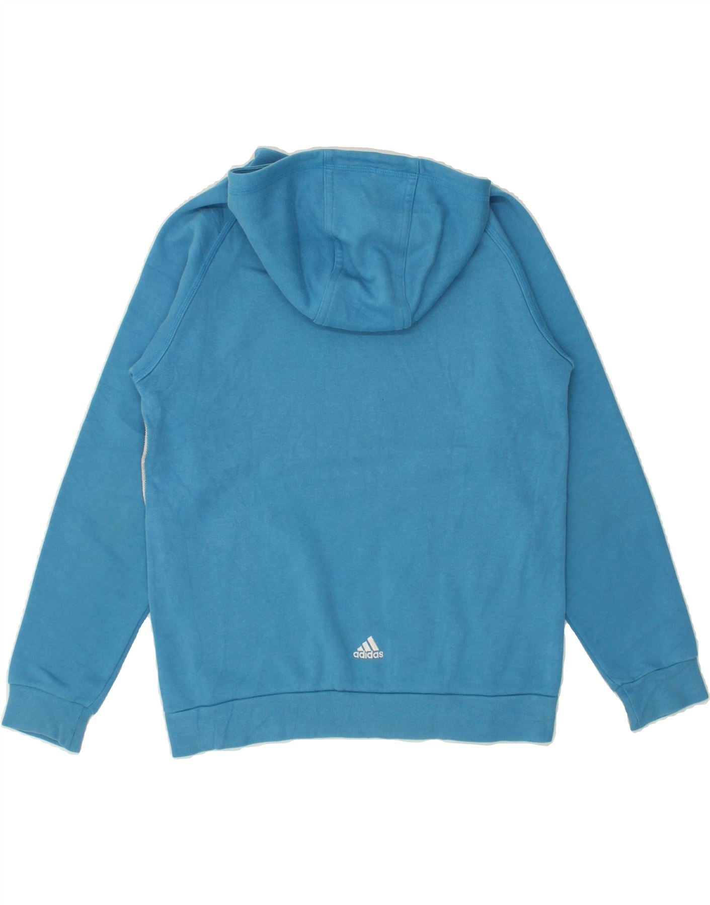 ADIDAS Boys Graphic Hoodie Jumper 13-14 Years Blue Cotton