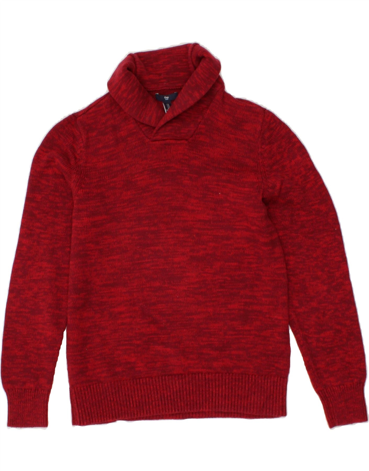 Image of GAP Mens Shawl Neck Jumper Sweater Small Burgundy Flecked