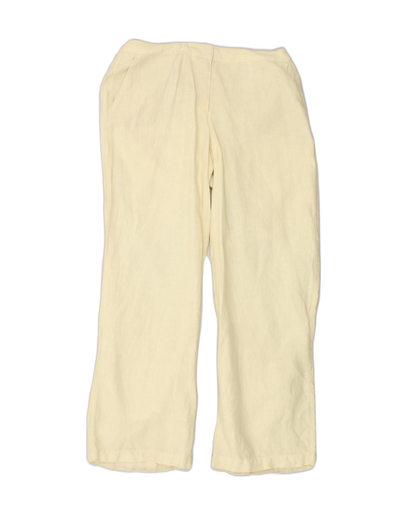 Image of TRUSSARDI Womens Straight Casual Trousers IT 46 Large W30 L31  Beige Linen