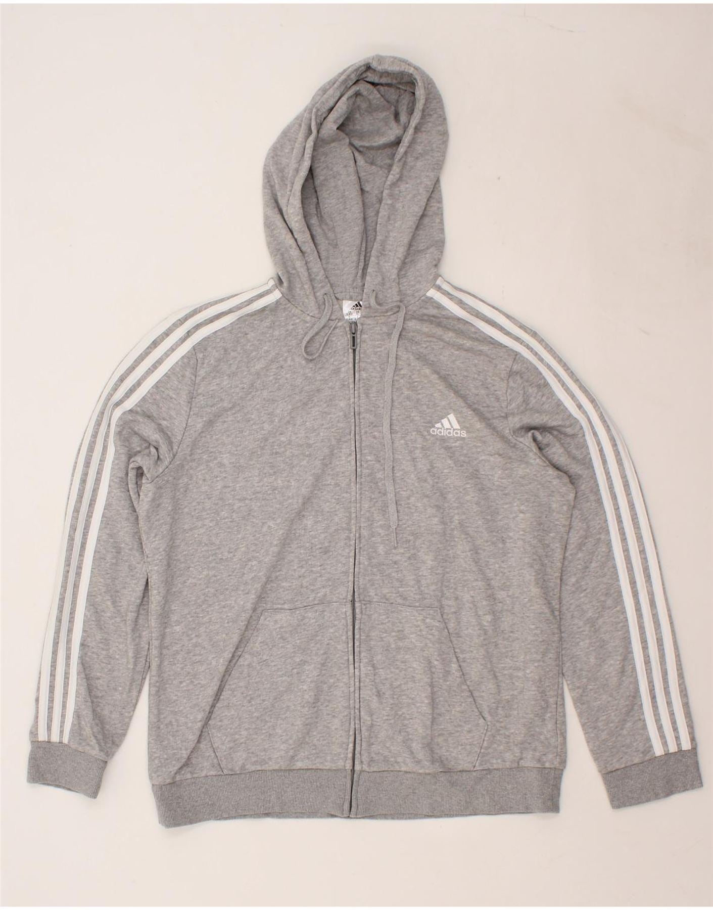 Image of ADIDAS Womens Zip Hoodie Sweater UK 20/22 XL Grey Cotton