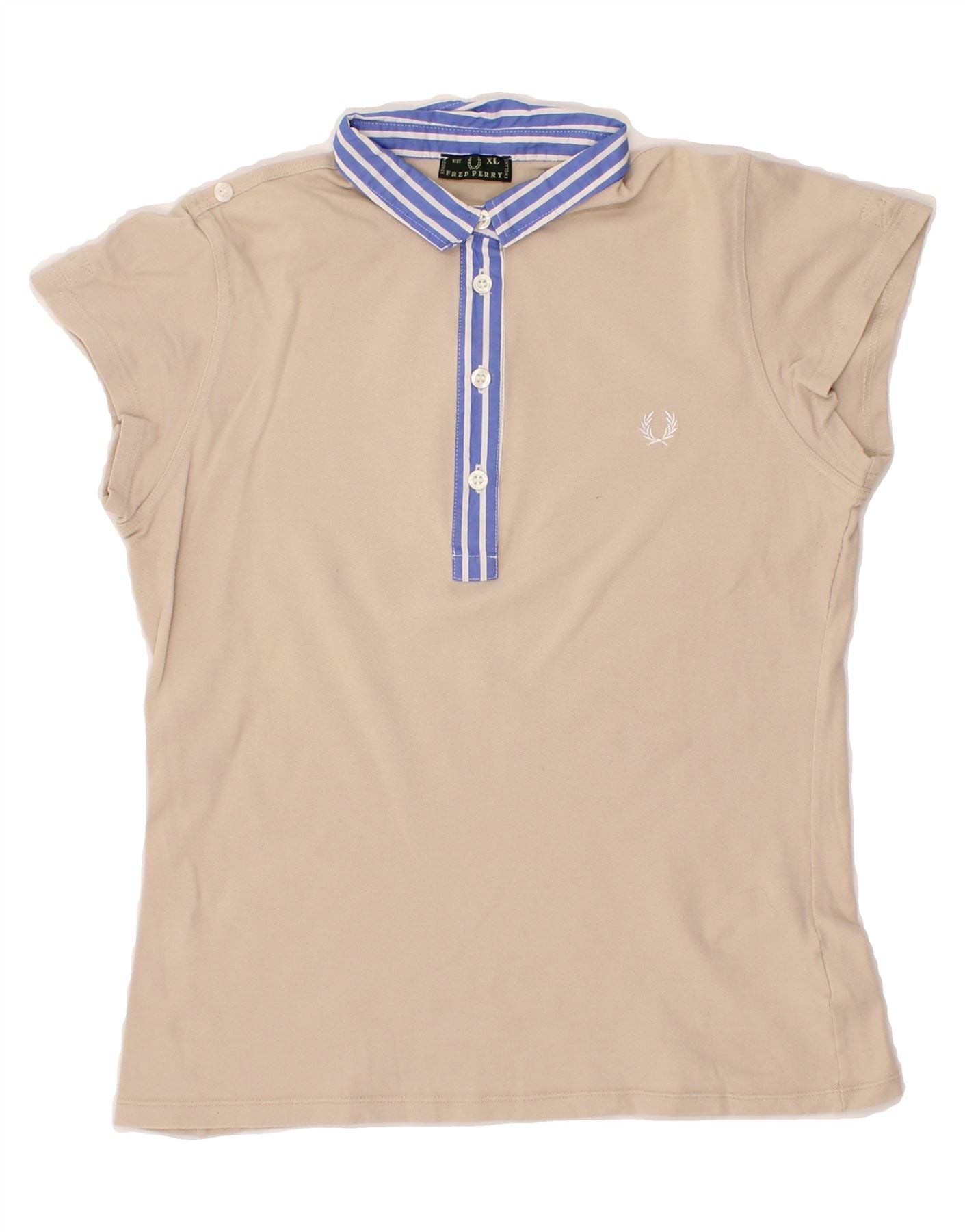 image of FRED PERRY Womens Polo Shirt UK 18 XL Beige Cotton