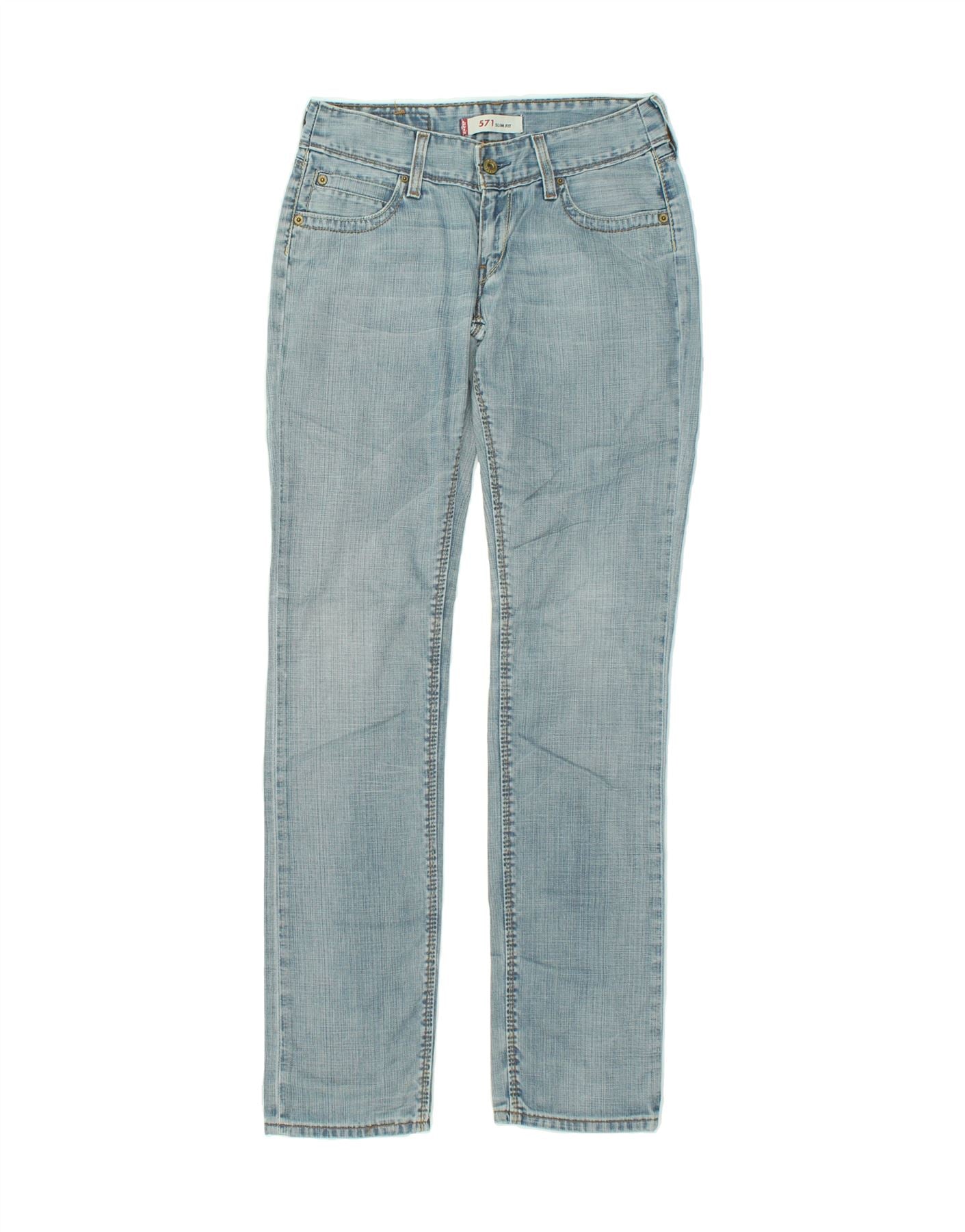 image of LEVI'S Womens 571 Slim Jeans W28 L34  Blue Cotton