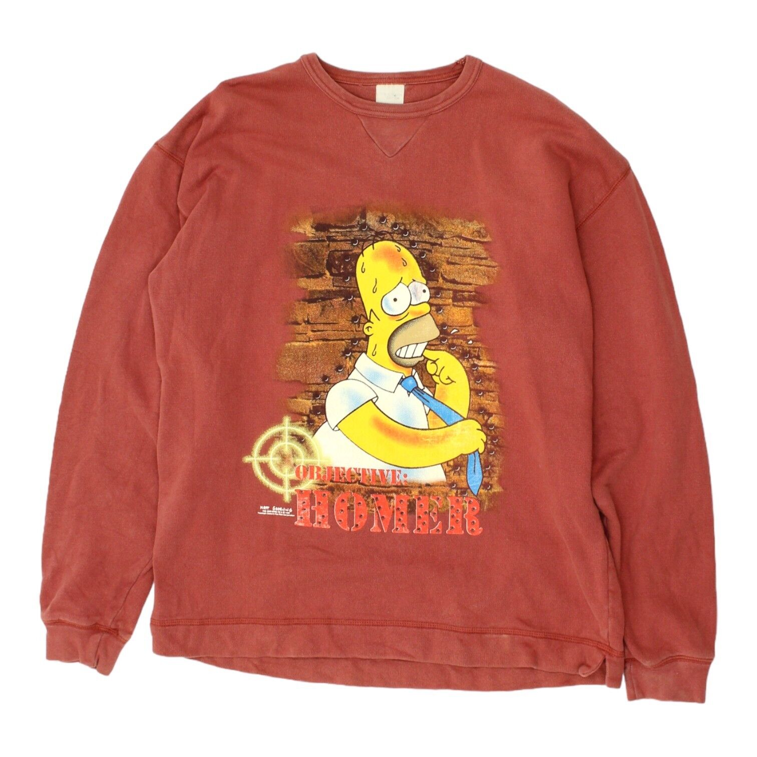 image of The Simpsons Objective: Homer Mens Red Sweatshirt | Vintage 90s Cartoon TV Show