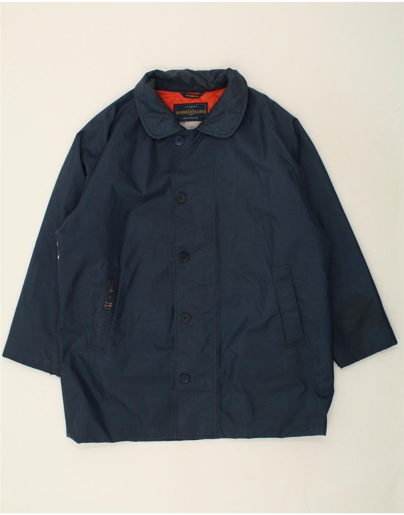 Image of HENRI LLOYD Mens Overcoat UK 42 XL Navy Blue Polyester