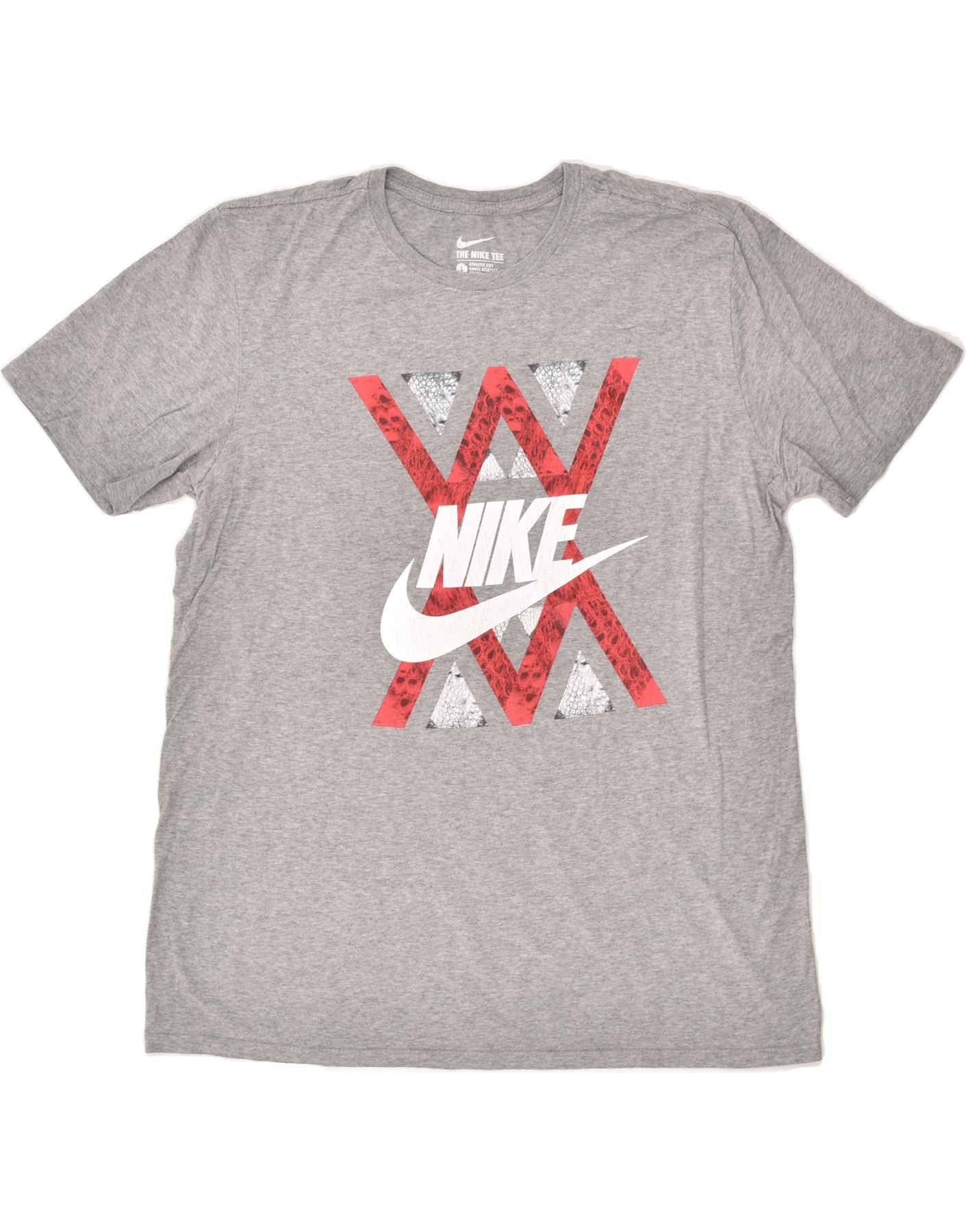 image of NIKE Mens Graphic T-Shirt Top Large Grey Cotton