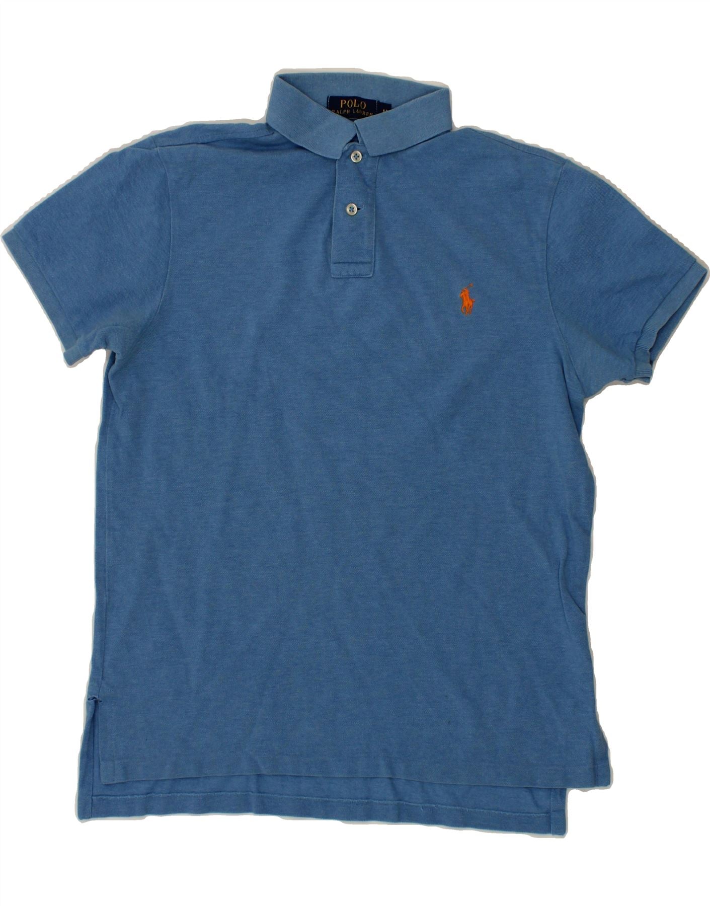 image of POLO RALPH LAUREN Mens Custom Fit Polo Shirt Medium Blue Cotton