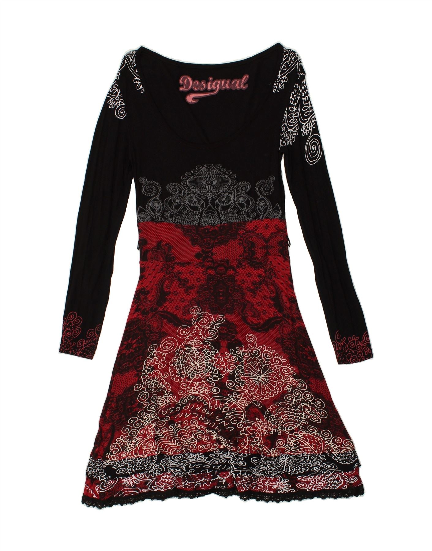 image of DESIGUAL Womens A-Line Dress UK 12 Medium Red Paisley