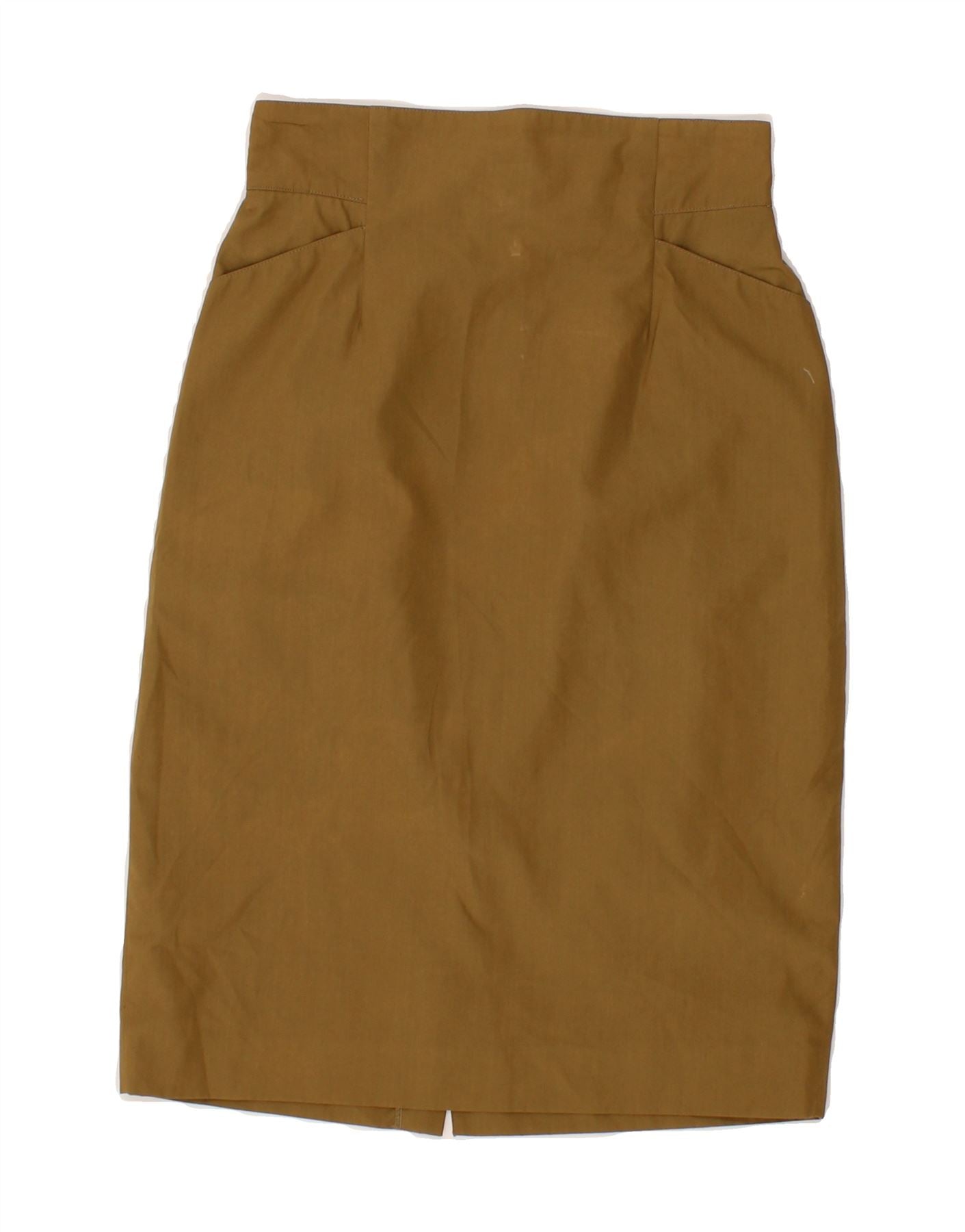 image of KENZO Womens High Waist Straight Skirt IT 38 XS W24 Khaki Polyester
