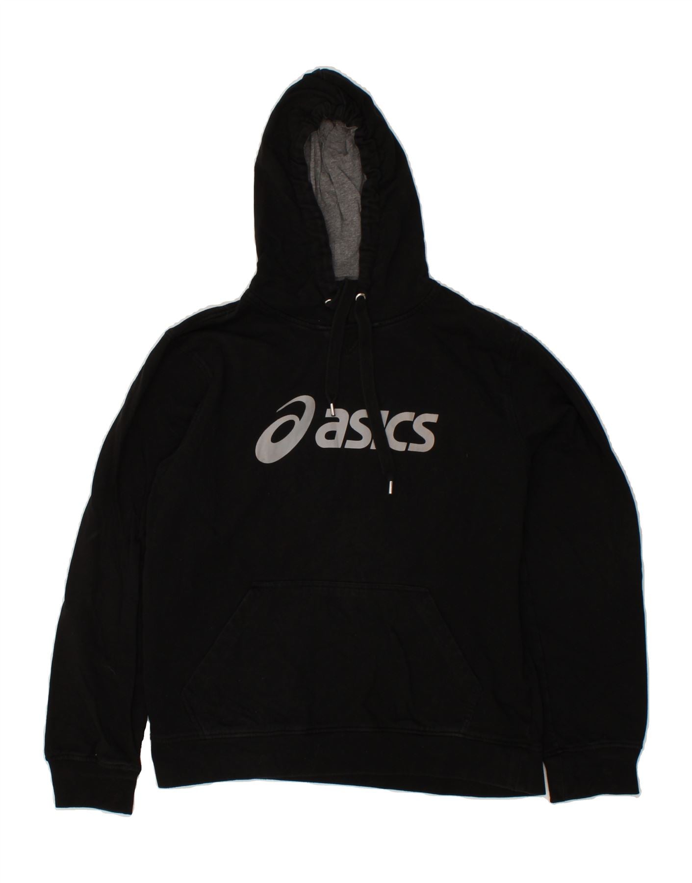 image of ASICS Mens Graphic Hoodie Jumper Medium Black Cotton