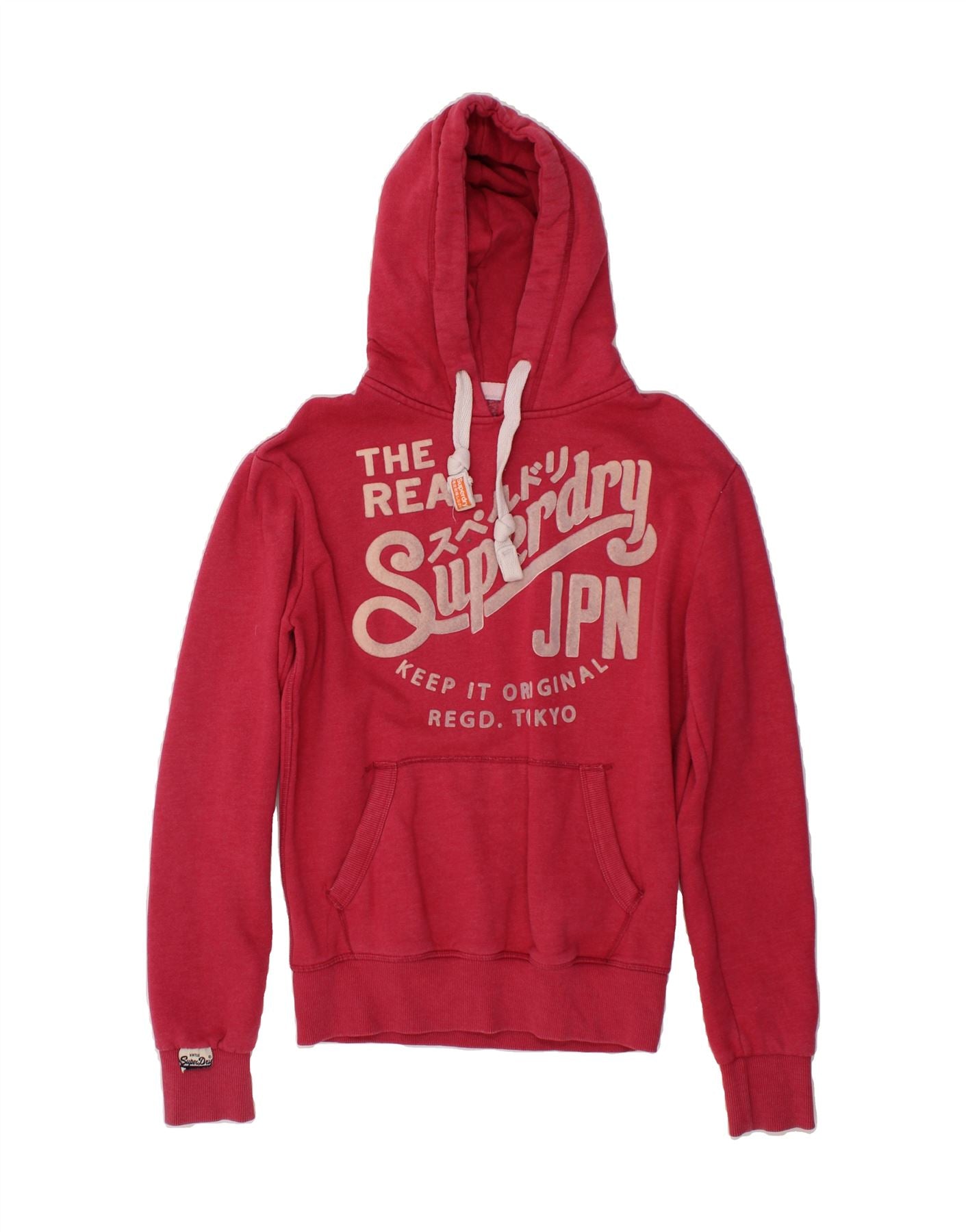 Image of SUPERDRY Mens Graphic Hoodie Jumper Small Red Cotton