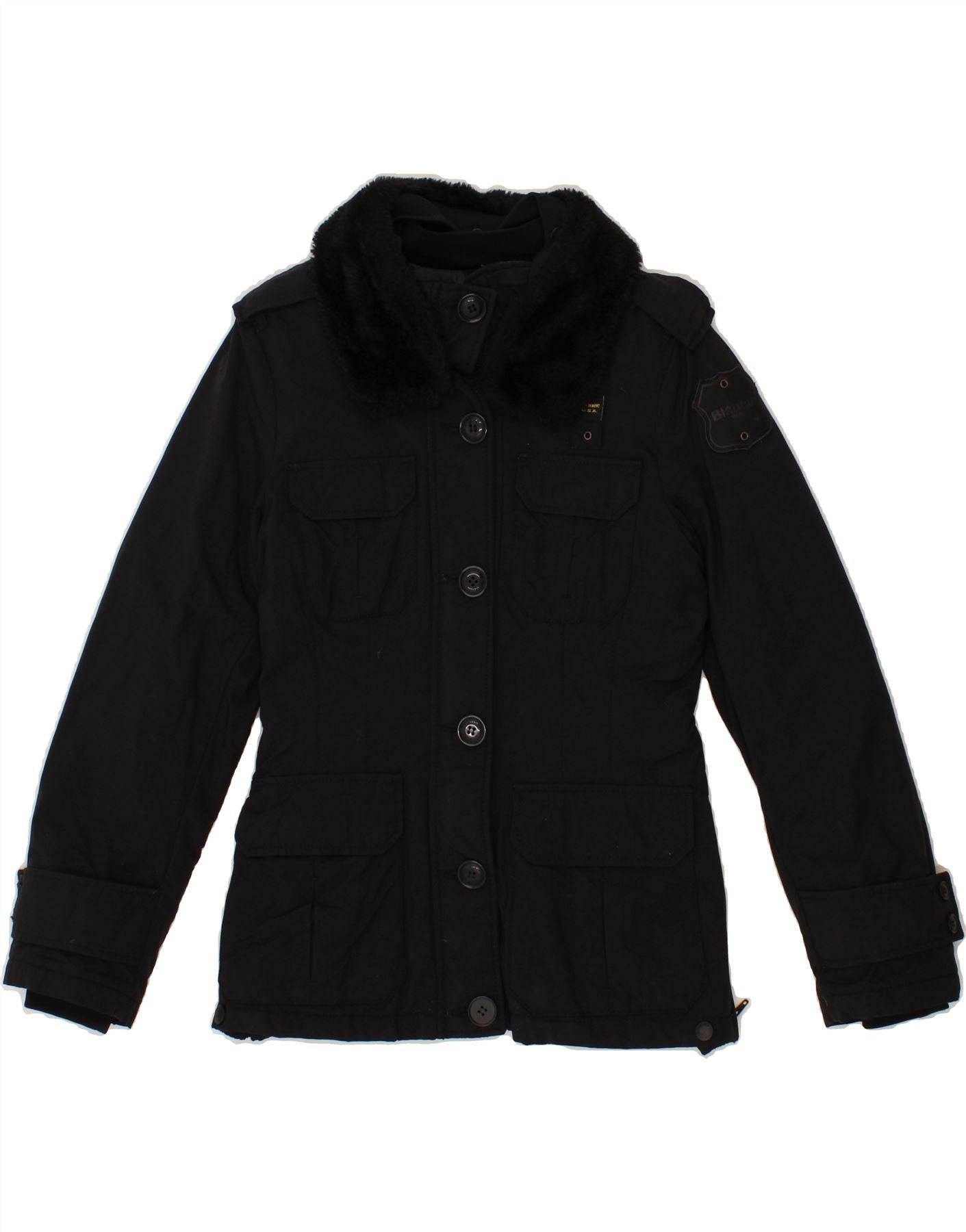 Image of BLAUER Womens Utility Jacket UK 6 XS Black Polyester