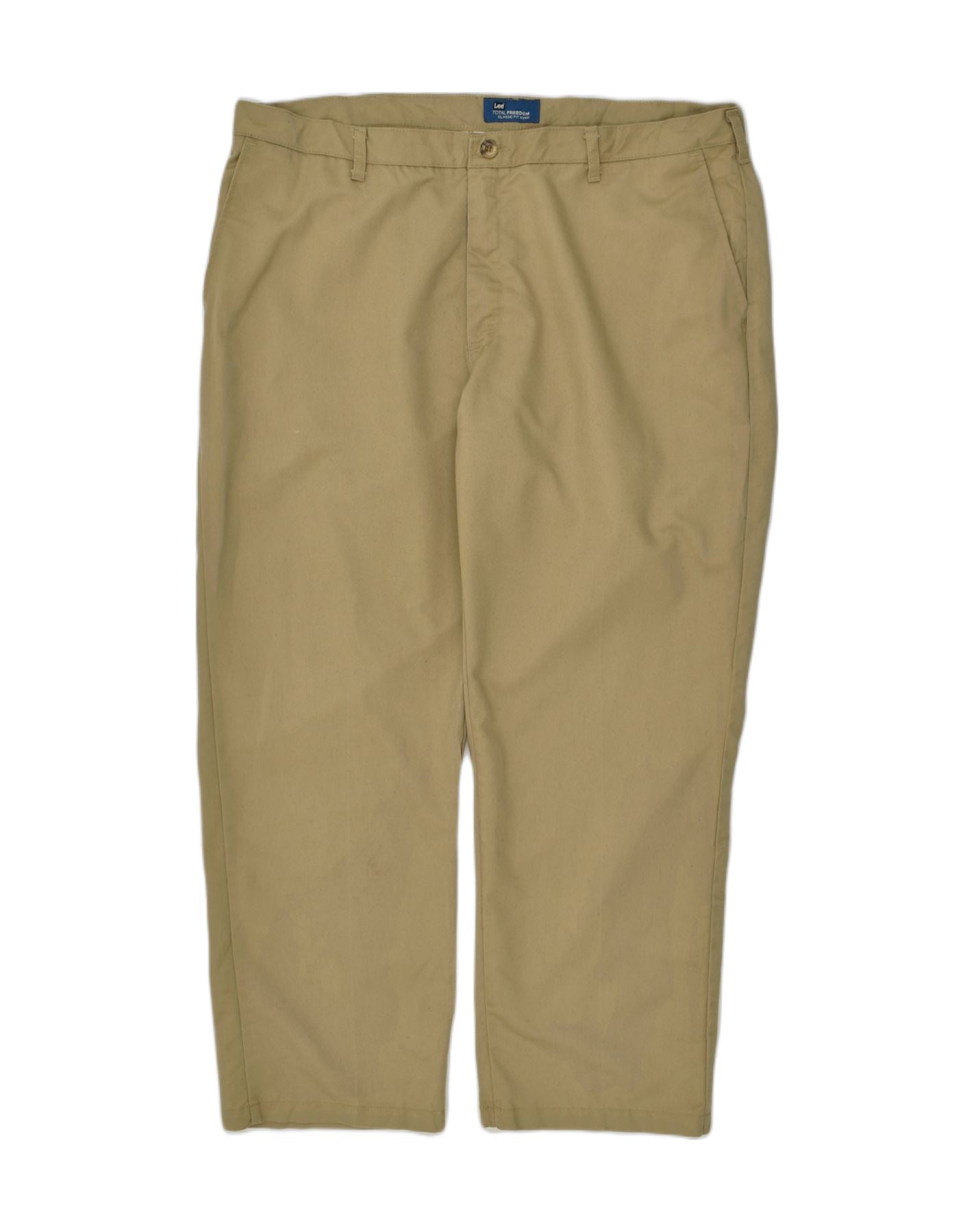 image of LEE Mens Classic Fit Chino Trousers W42 L30 Khaki Polyester