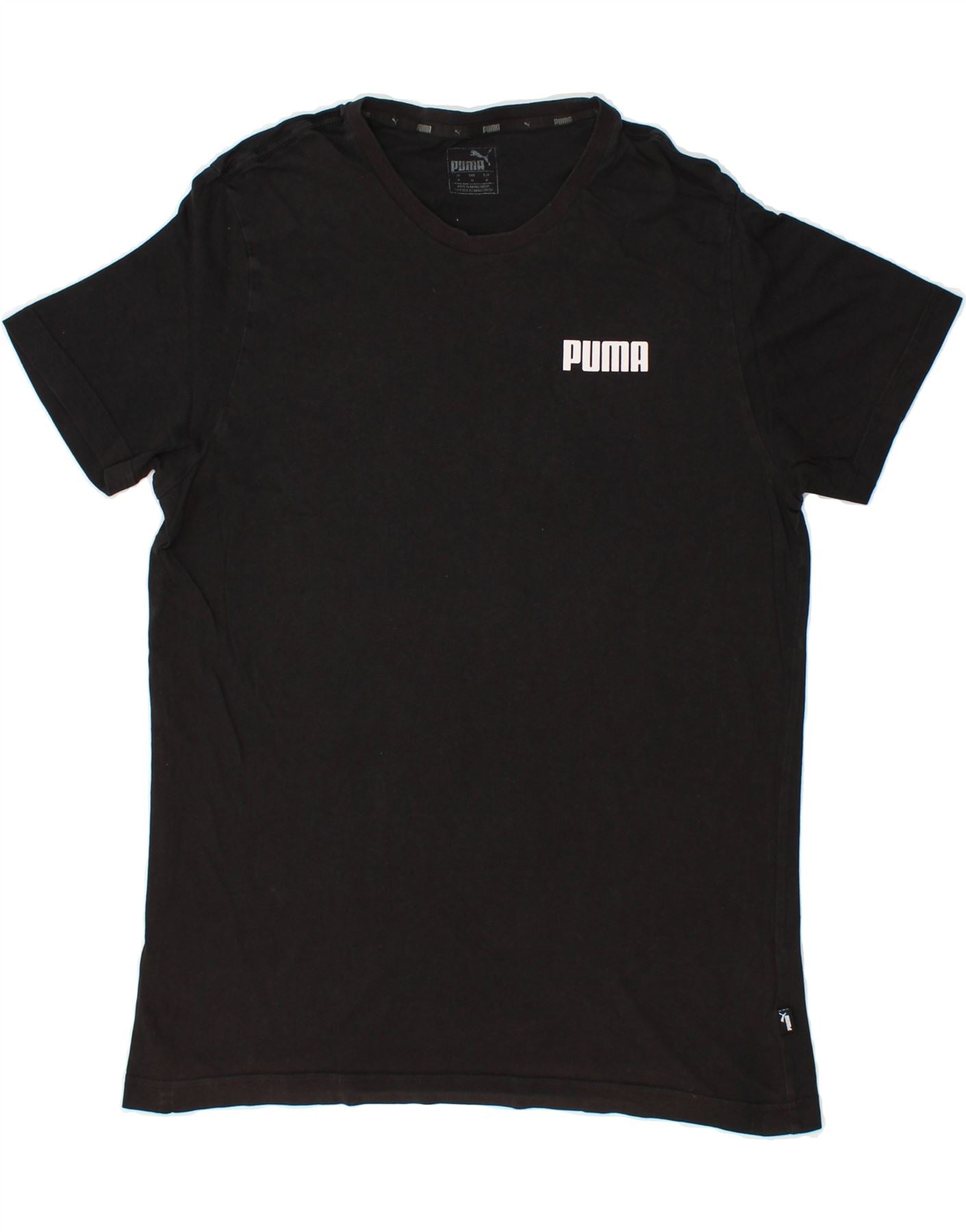 image of PUMA Mens T-Shirt Top Small Black Cotton