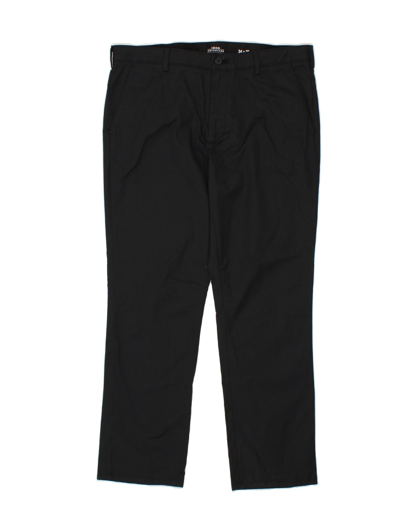 image of IZOD Mens Straight Chino Trousers W34 L30 Black Cotton