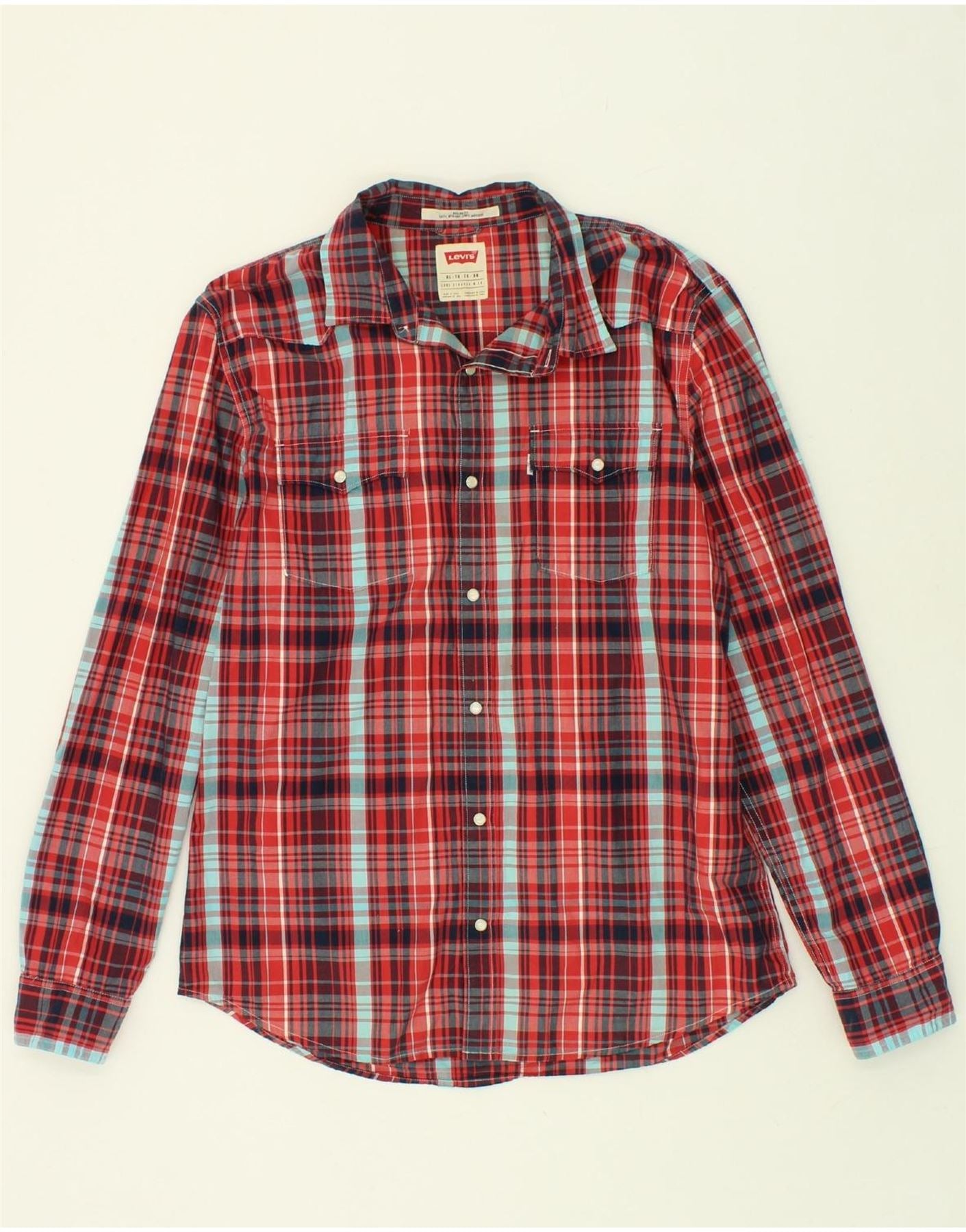 image of LEVI'S Mens Modern Fit Shirt XL Red Check Cotton