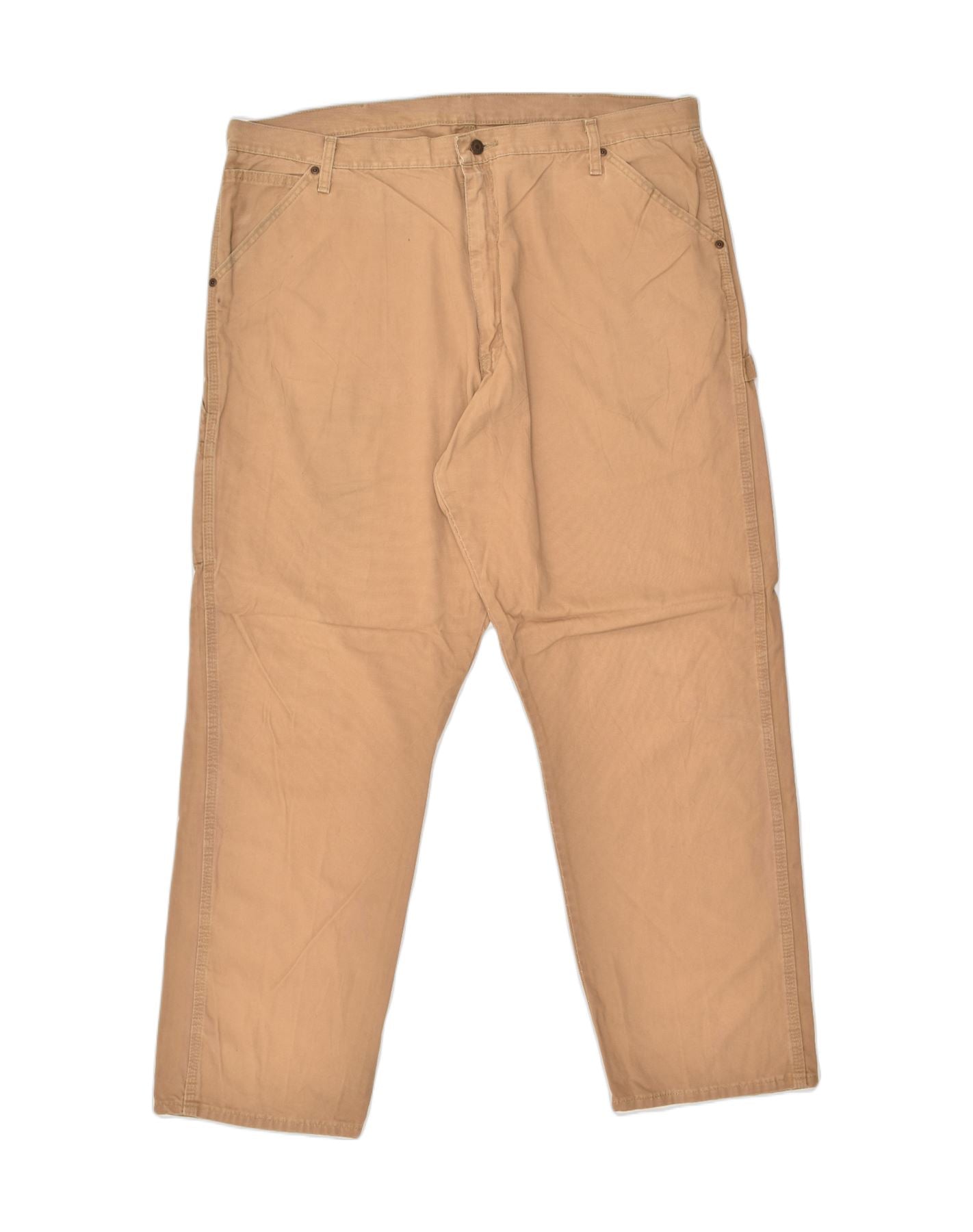 Image of WRANGLER Mens Straight Cargo Trousers W42 L32 Brown Cotton