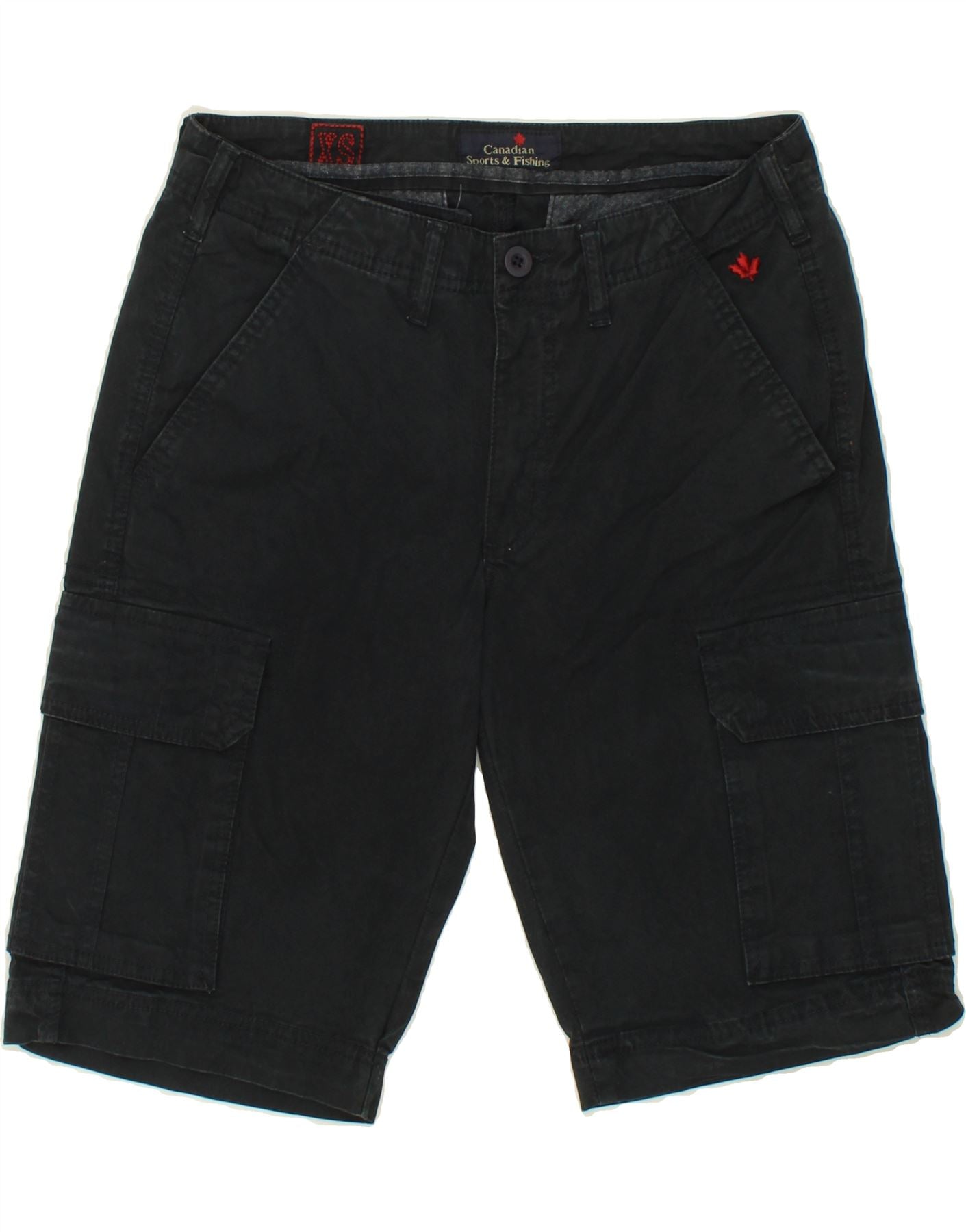 image of CANADIAN Mens Cargo Shorts XS W30  Navy Blue Cotton