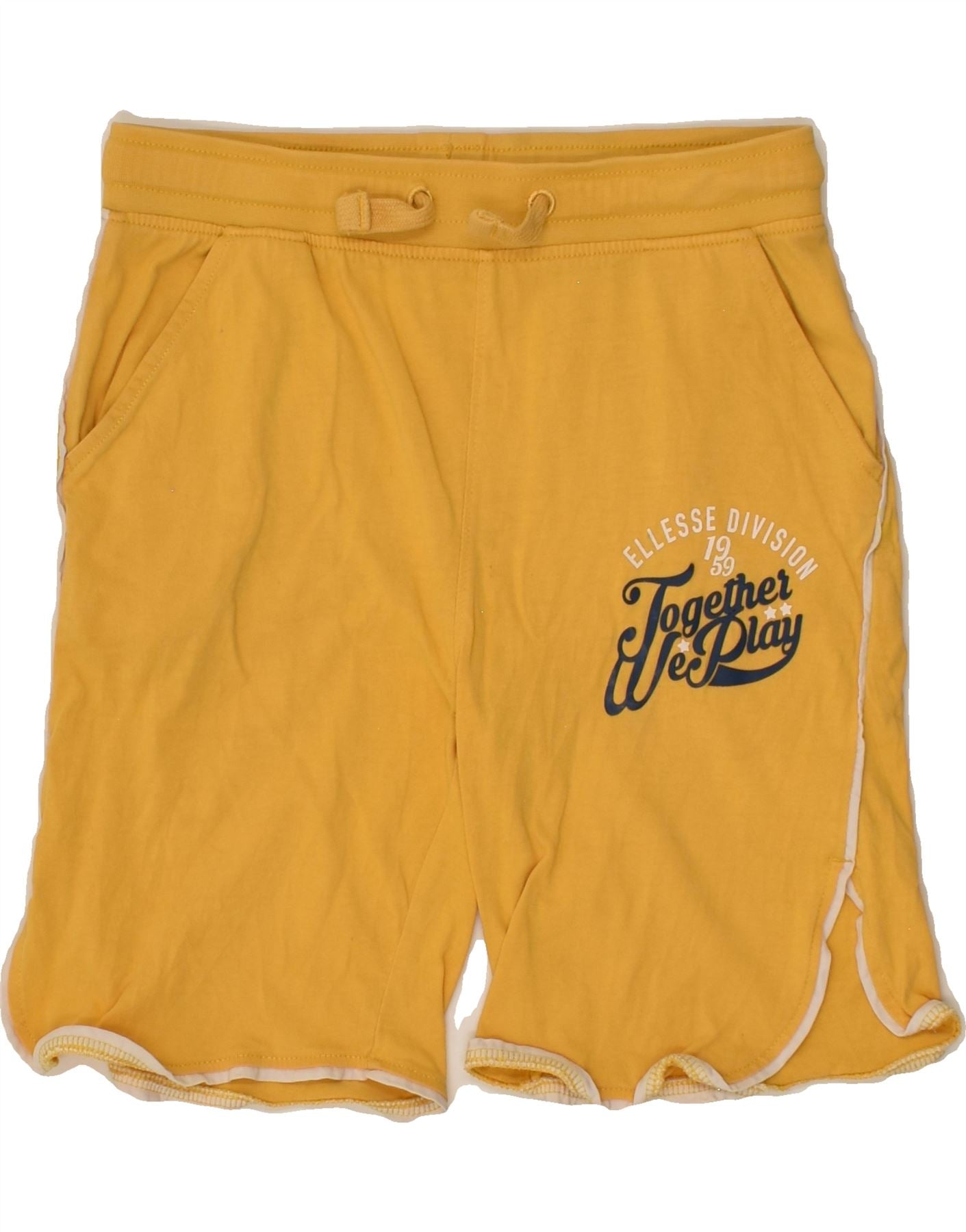 image of ELLESSE Girls Graphic Sport Shorts 9-10 Years Yellow Cotton
