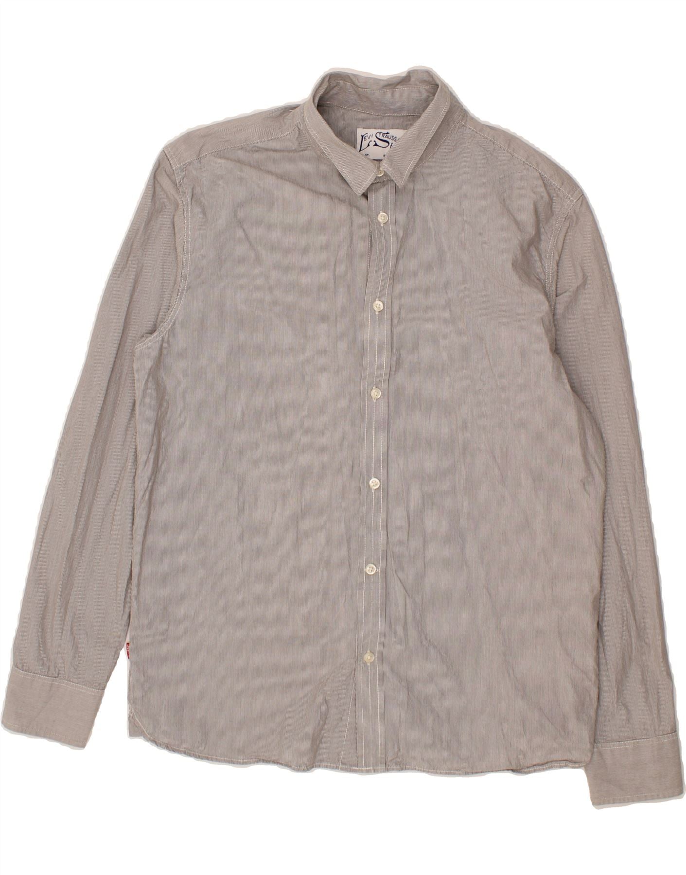 image of LEVI'S Mens Classic Fit Shirt Large Grey Pinstripe Cotton