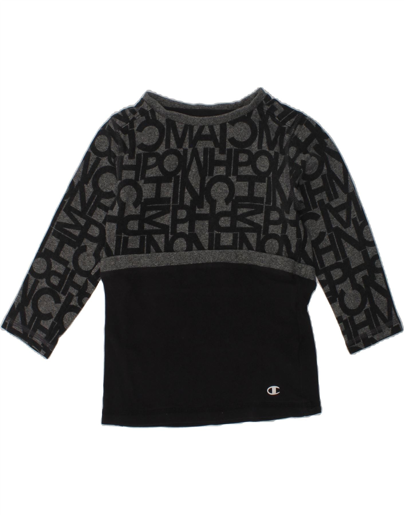 image of CHAMPION Girls Graphic Top Long Sleeve 3-4 Years 2XS Grey Colourblock