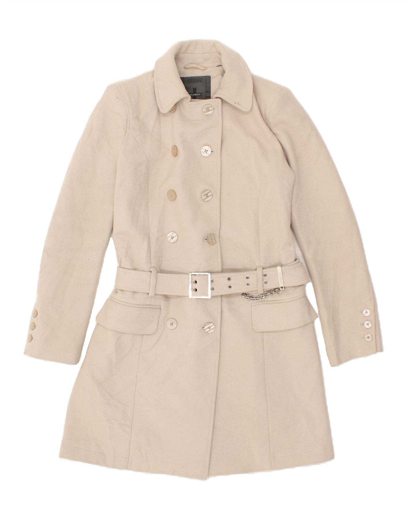 image of ZU ELEMENTS Womens Trench Coat IT 46 Large Beige Wool