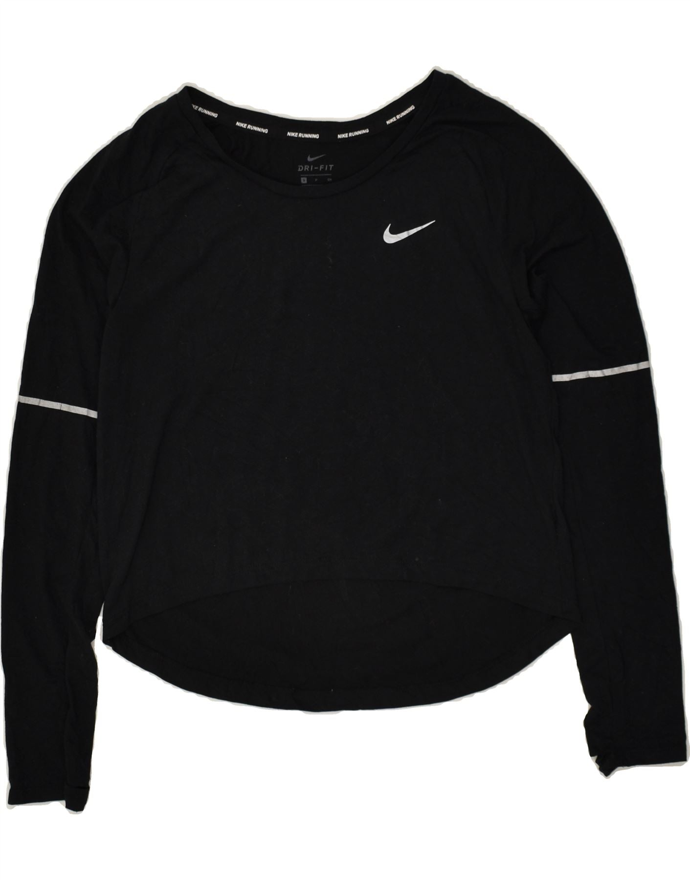 Image of NIKE Womens Dri Fit Top Long Sleeve UK 8 Small Black