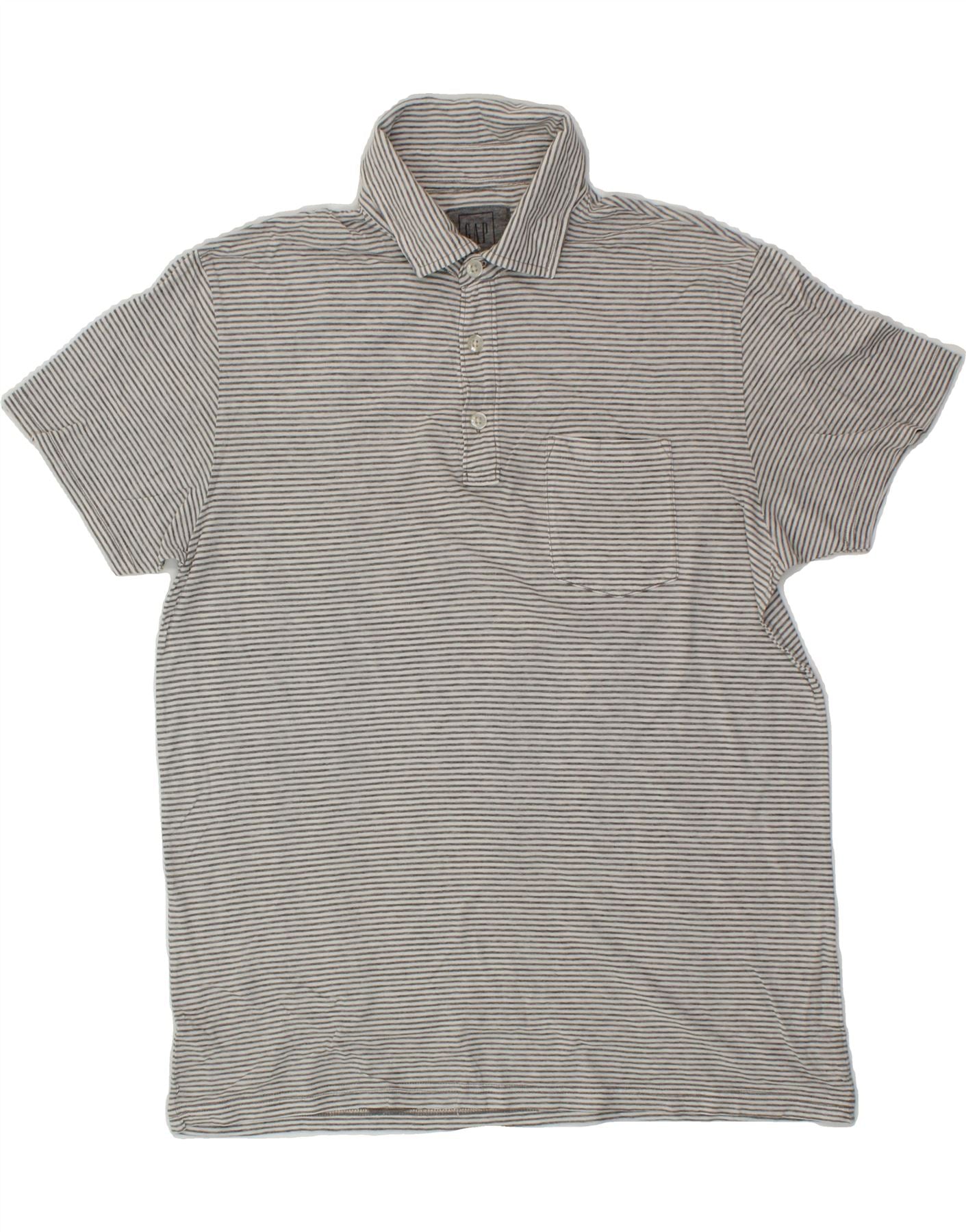 image of GAP Mens Polo Shirt Medium Grey Striped