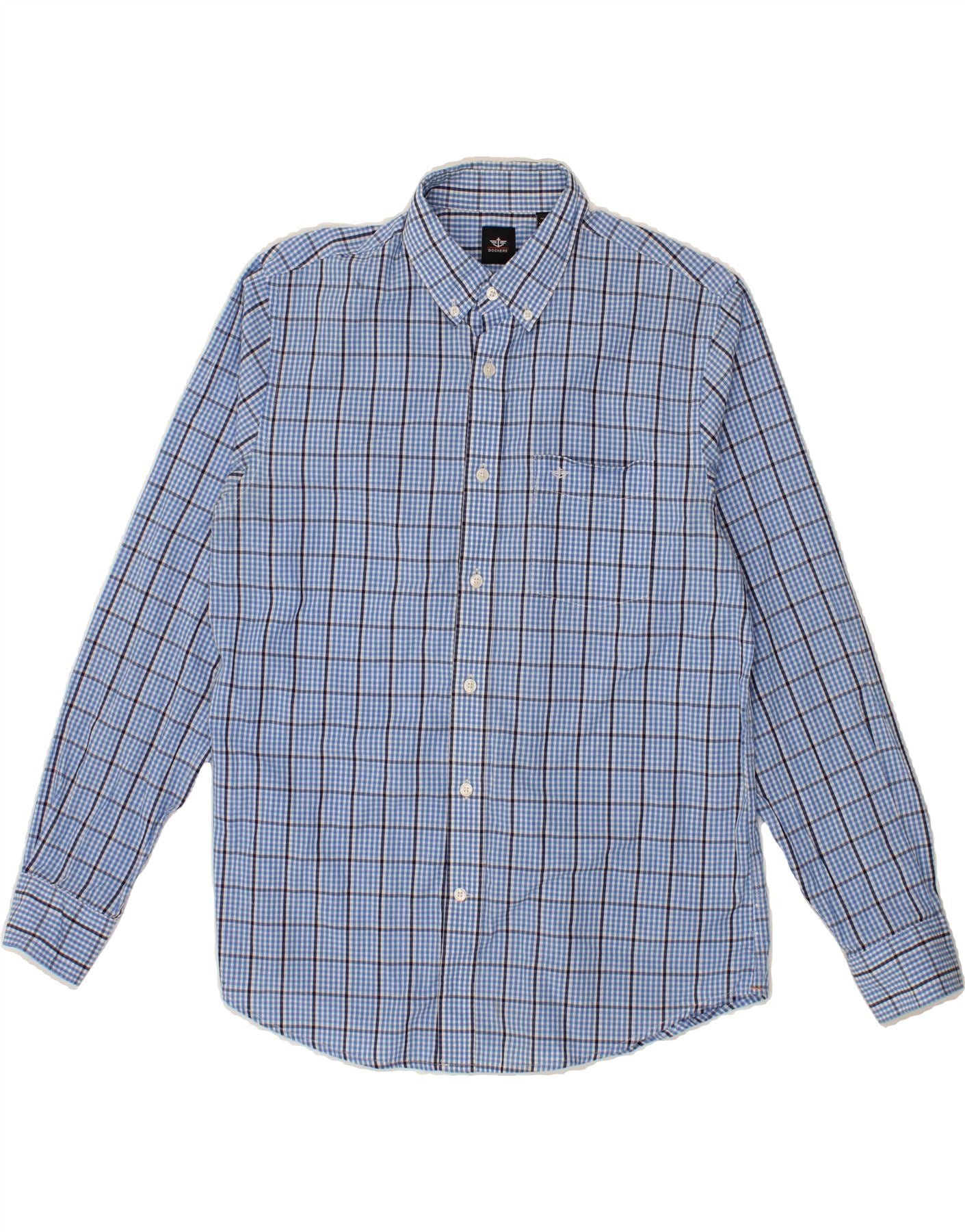 image of DOCKERS Mens Shirt Medium Blue Check Cotton