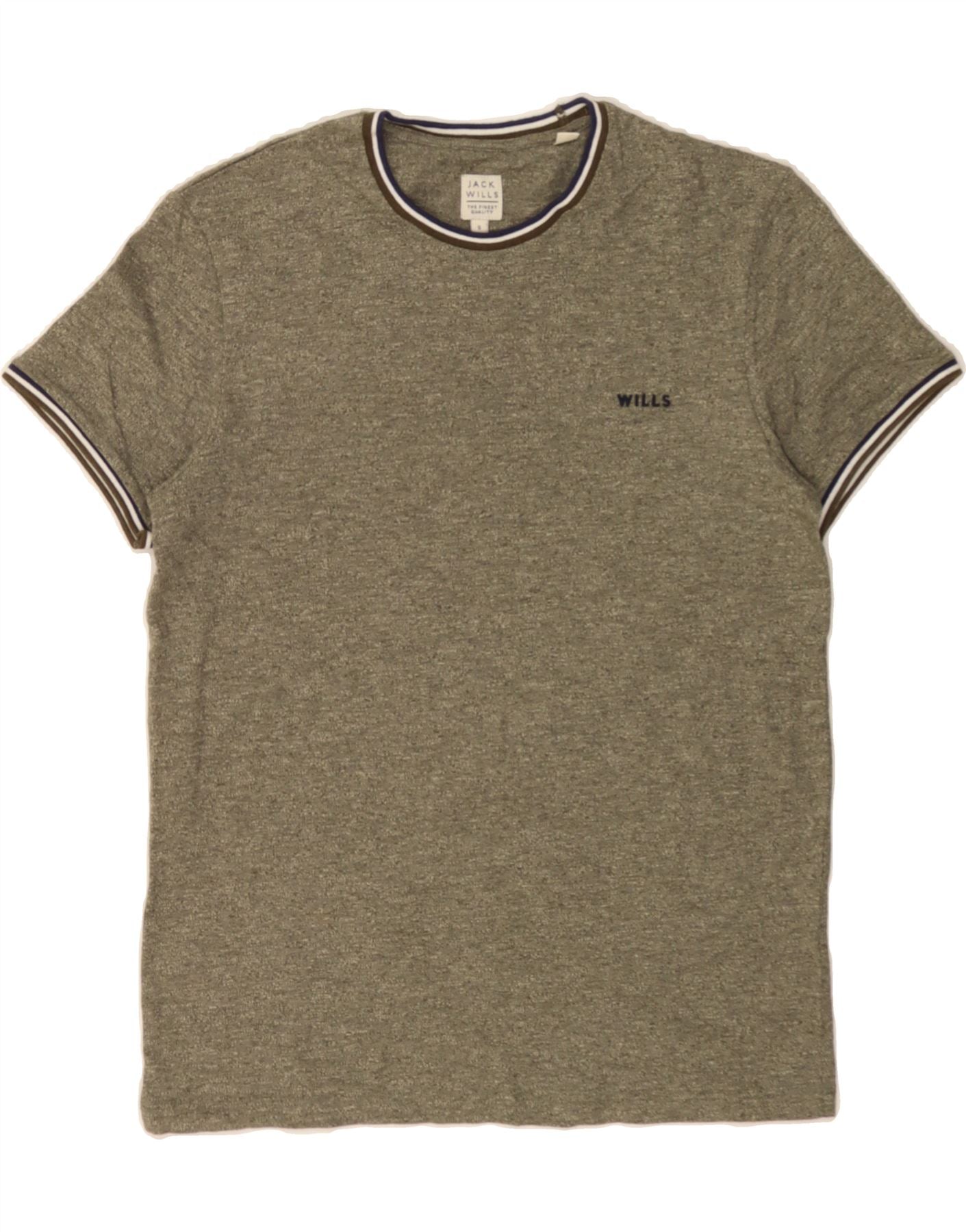 image of JACK WILLS Mens T-Shirt Top Small Khaki Cotton