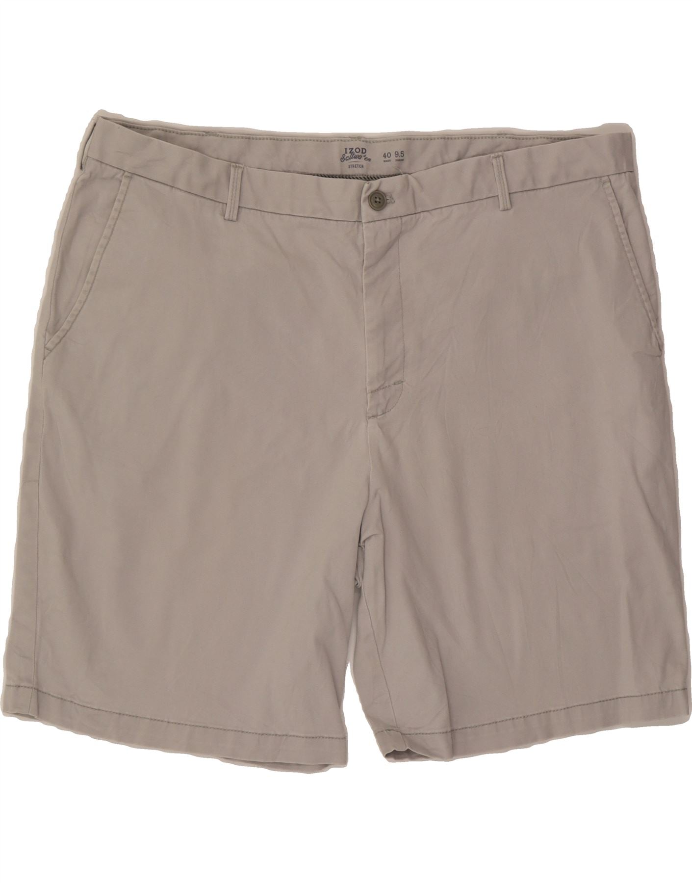image of IZOD Mens Salt Water Chino Shorts W40 XL Grey Cotton