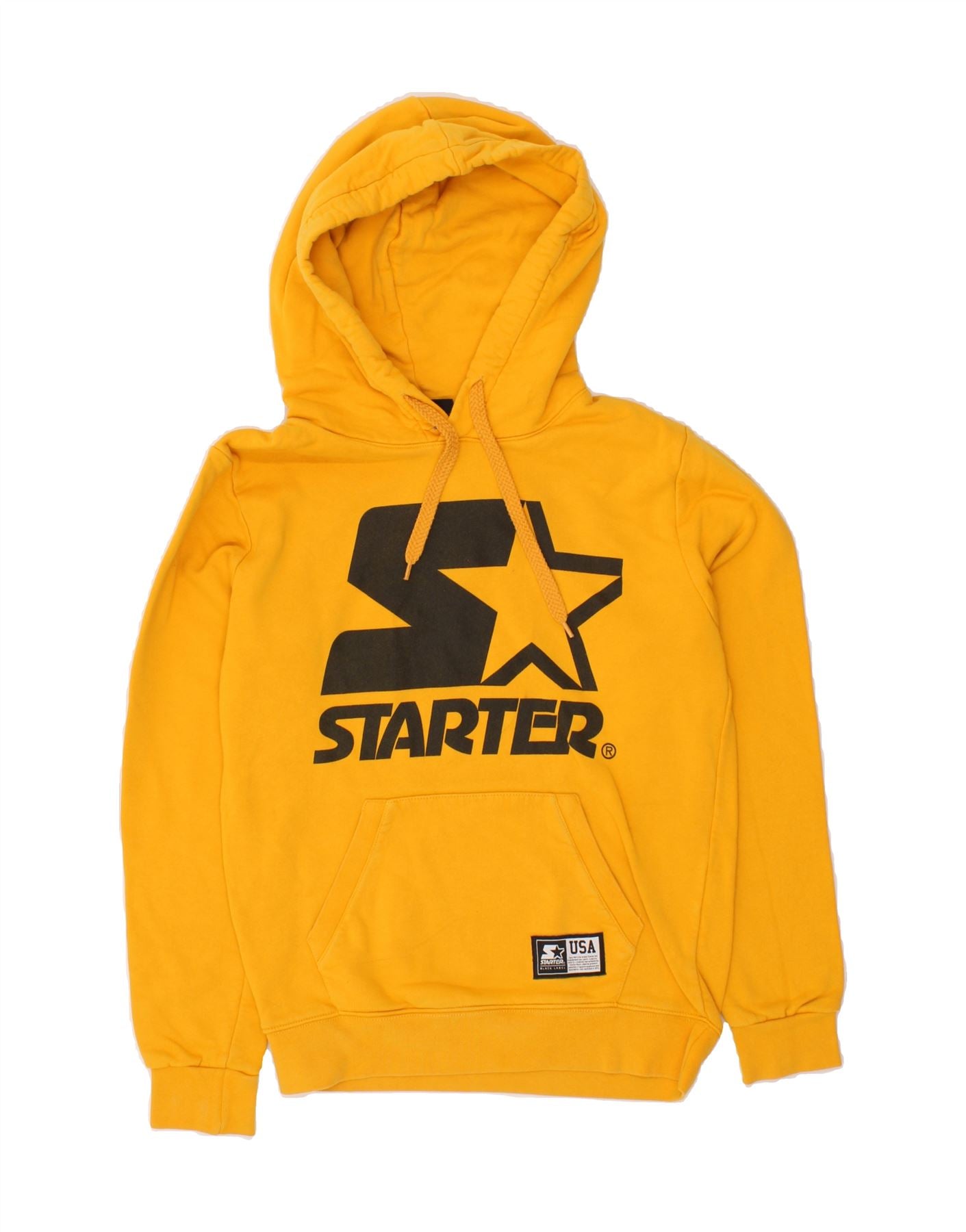 image of STARTER Mens Graphic Hoodie Jumper Small Yellow