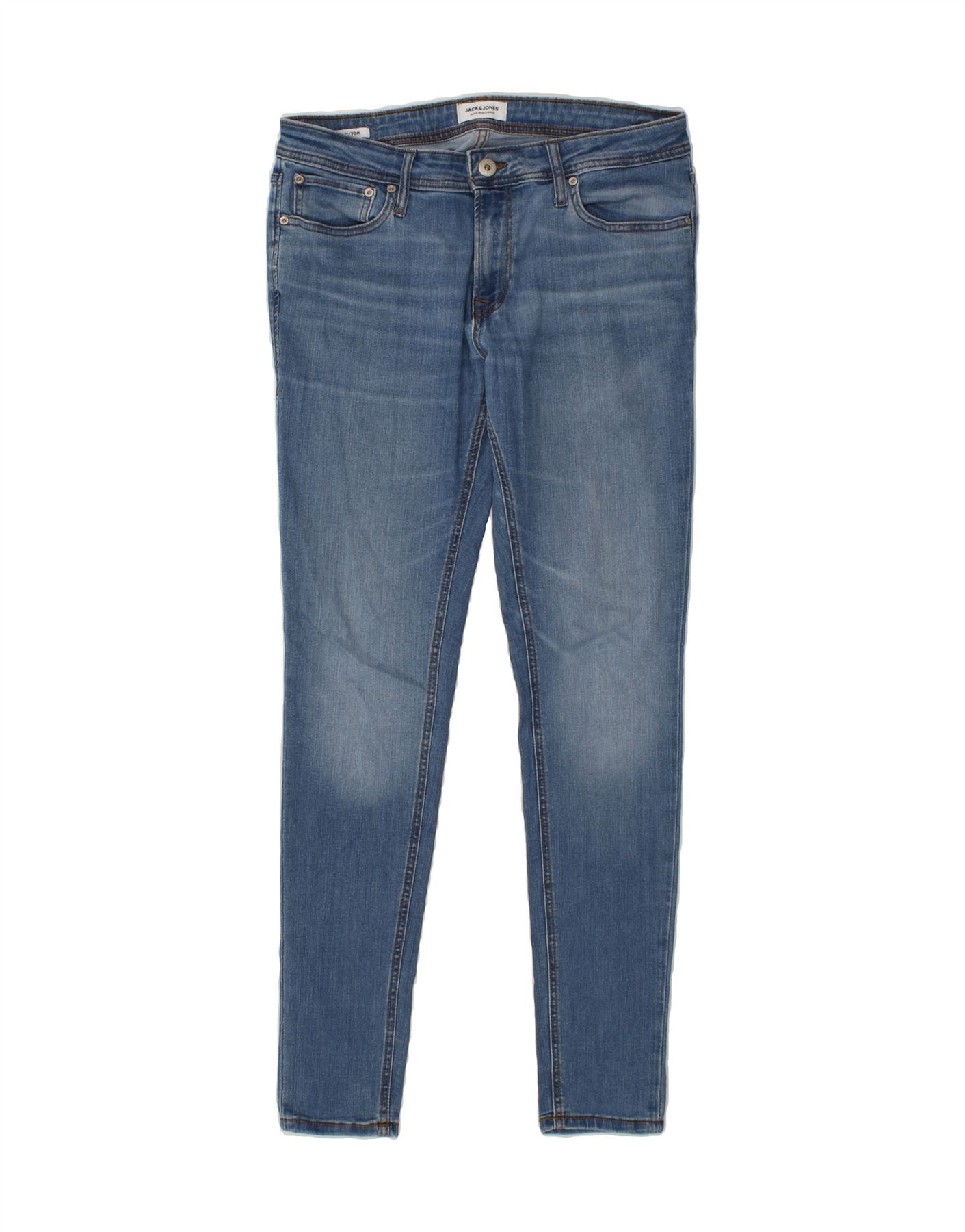image of JACK & JONES Mens Spray On Skinny Jeans W33 L32 Blue Cotton