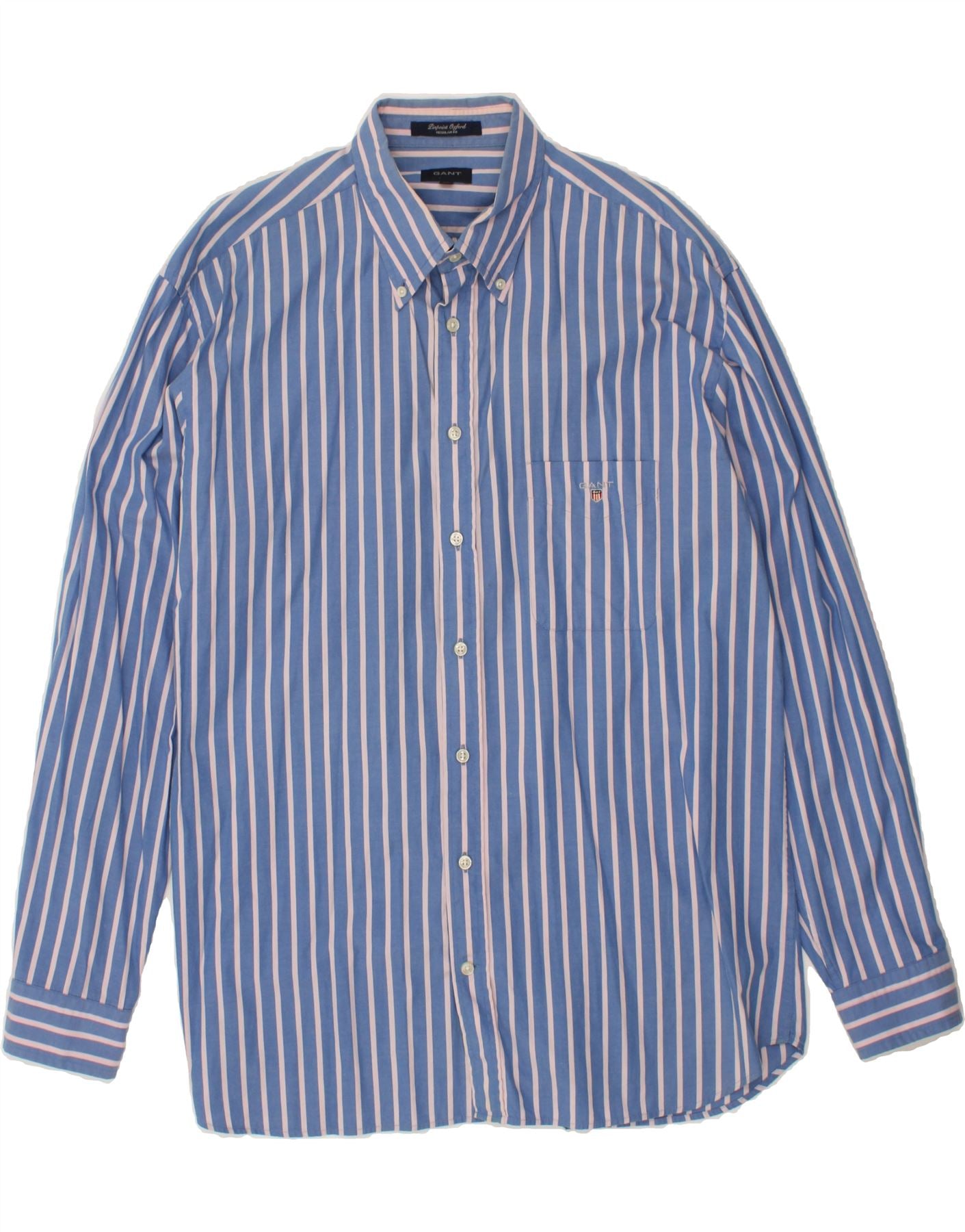 Image of GANT Mens Regular Fit Shirt XL Blue Pinstripe Cotton