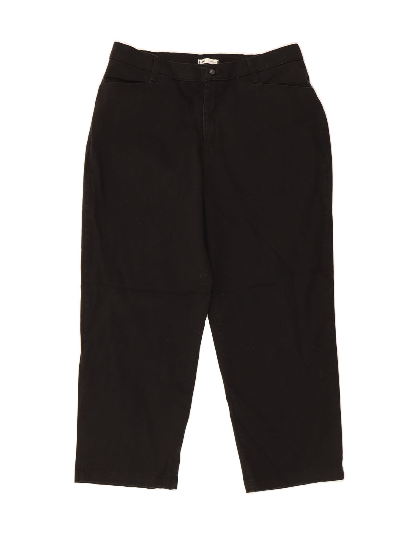 image of LEE Womens Crop Loose Jeans US 16 2XL W34 L25 Black Cotton