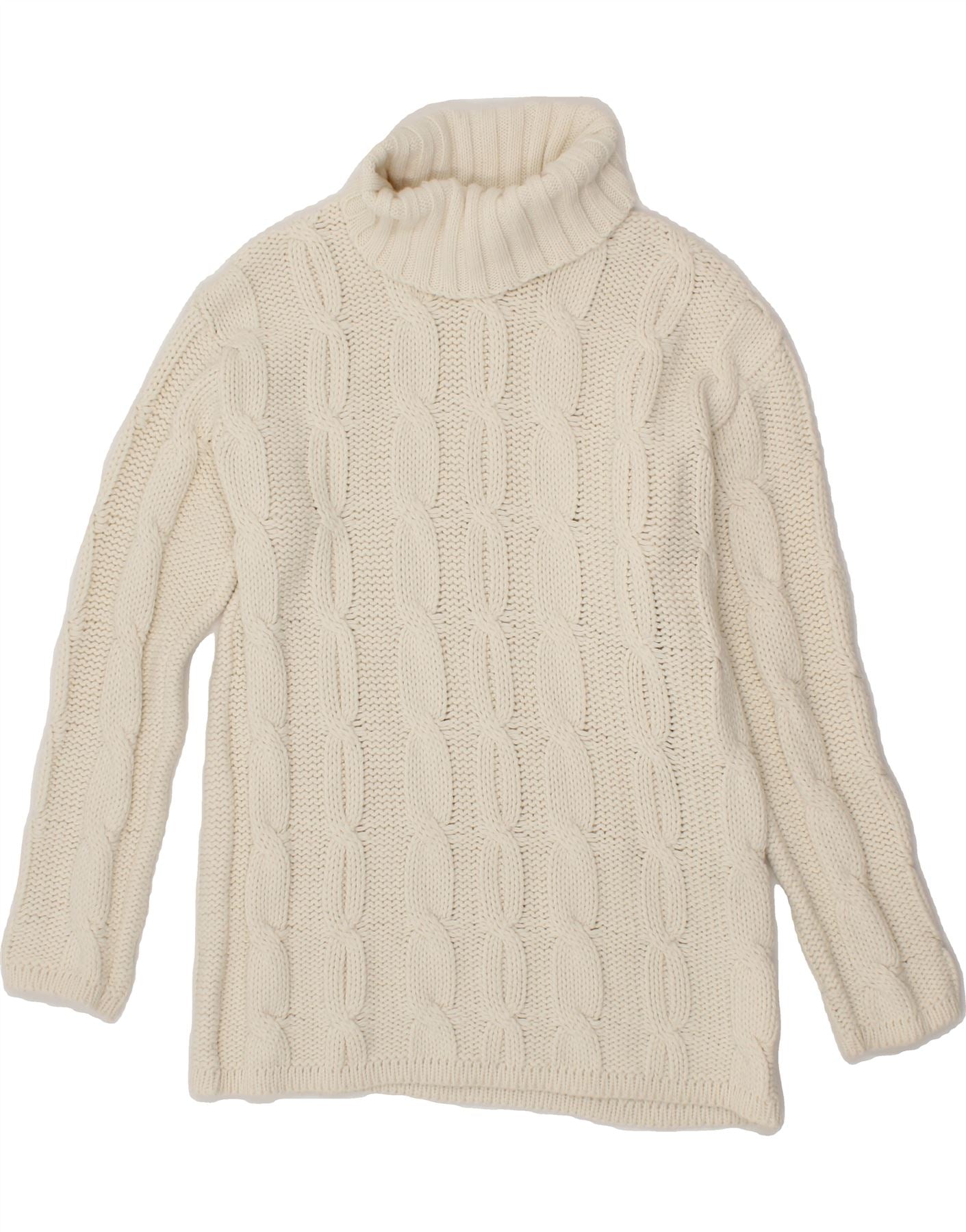 Image of VINTAGE Womens Roll Neck Jumper Sweater UK 16 Large Beige Wool