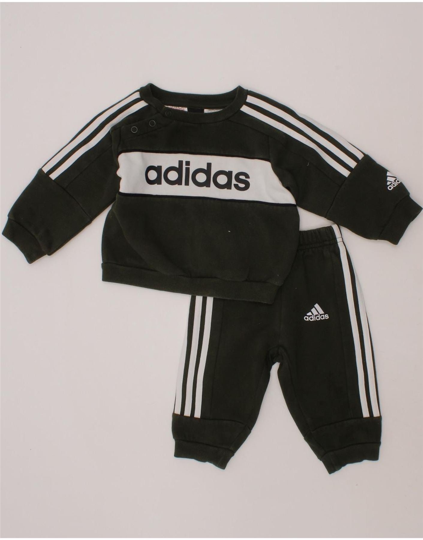 image of ADIDAS Baby Boys Graphic Full Tracksuit 3-6 Months  Khaki Cotton