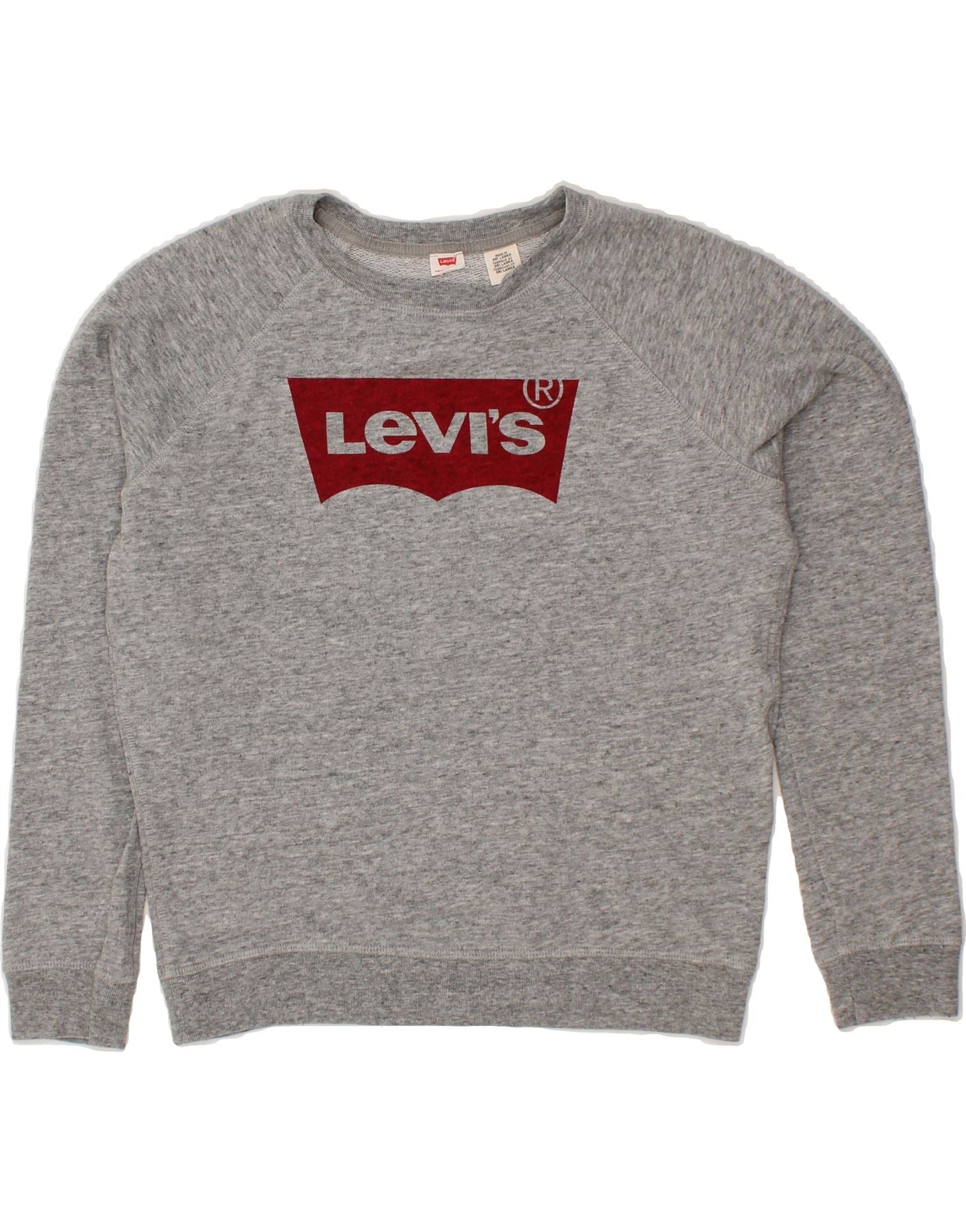 Image of LEVI'S Womens Graphic Sweatshirt Jumper UK 14 Medium Grey Cotton