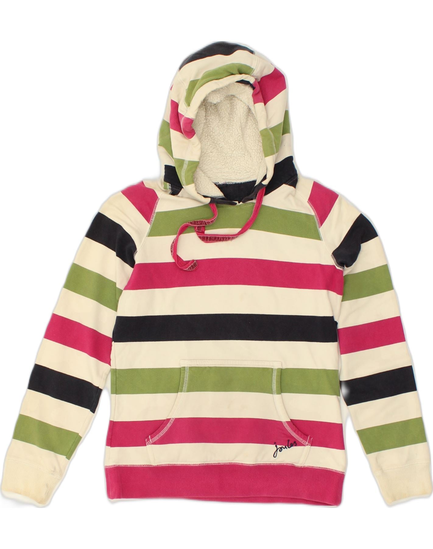 image of JOULES Womens Hoodie Jumper UK 8 Small  Multicoloured Striped Cotton