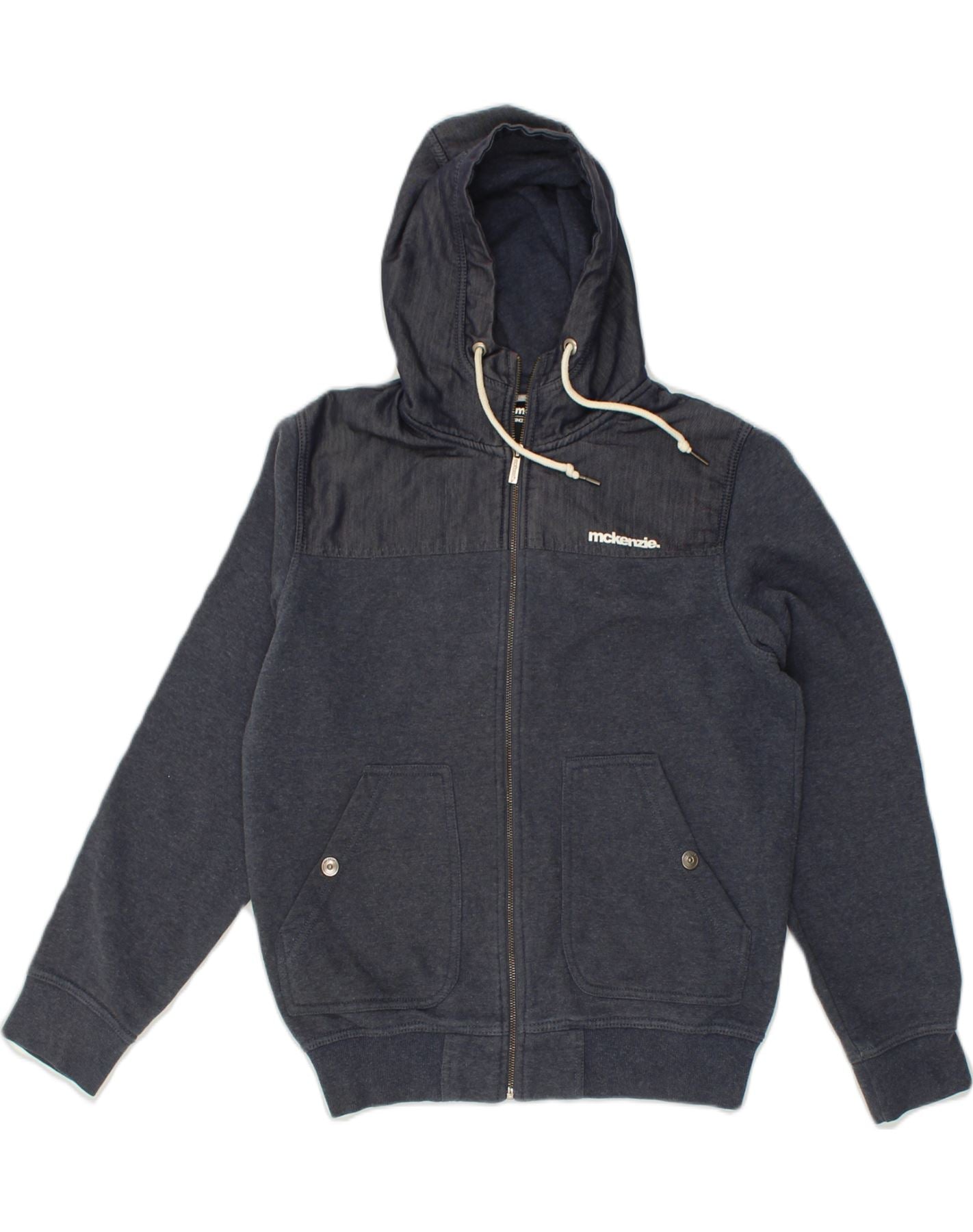 image of MCKENZIE Mens Zip Hoodie Sweater Medium Blue Polyester