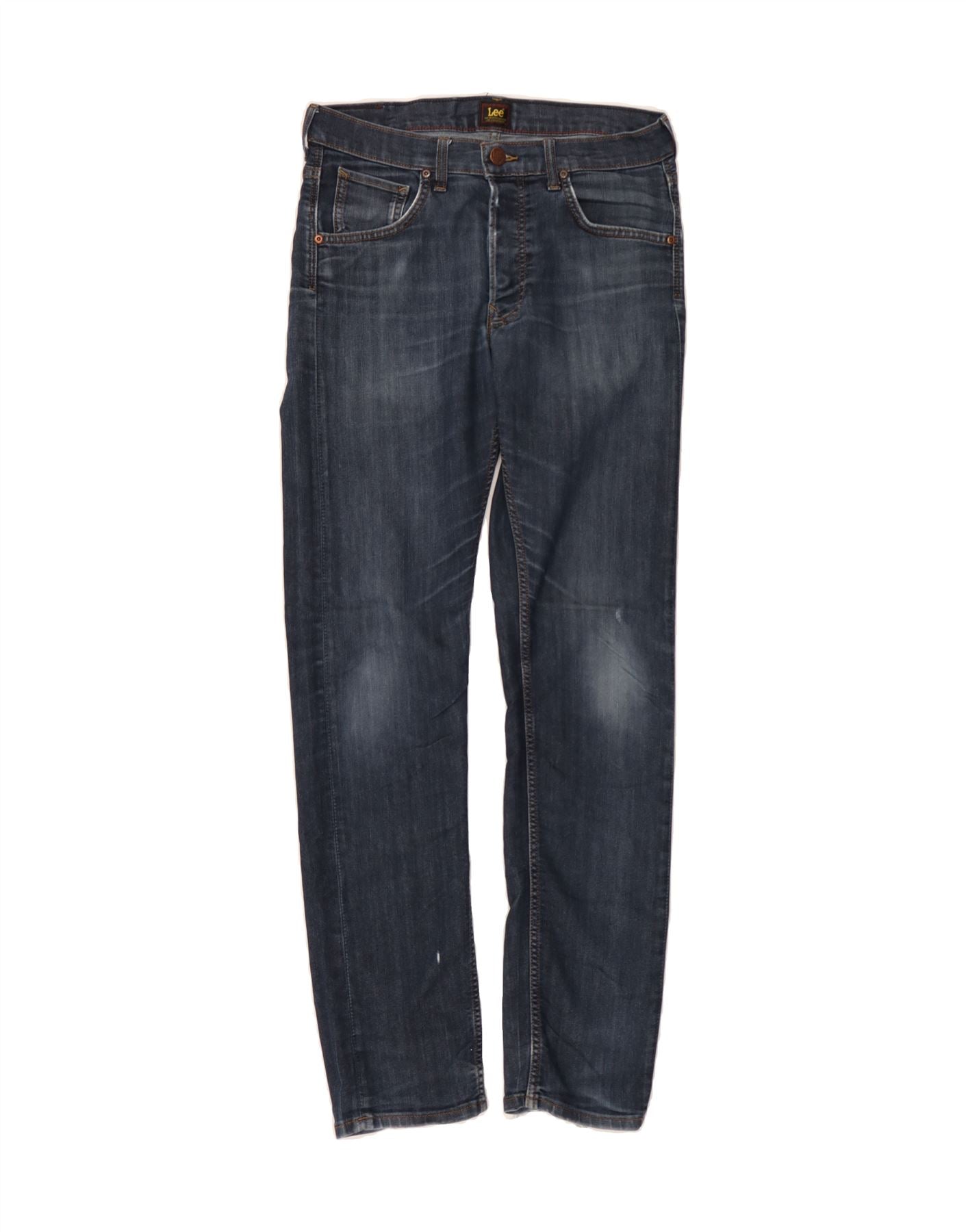 image of LEE Mens Daren Slim Jeans W31 L34 Navy Blue Cotton