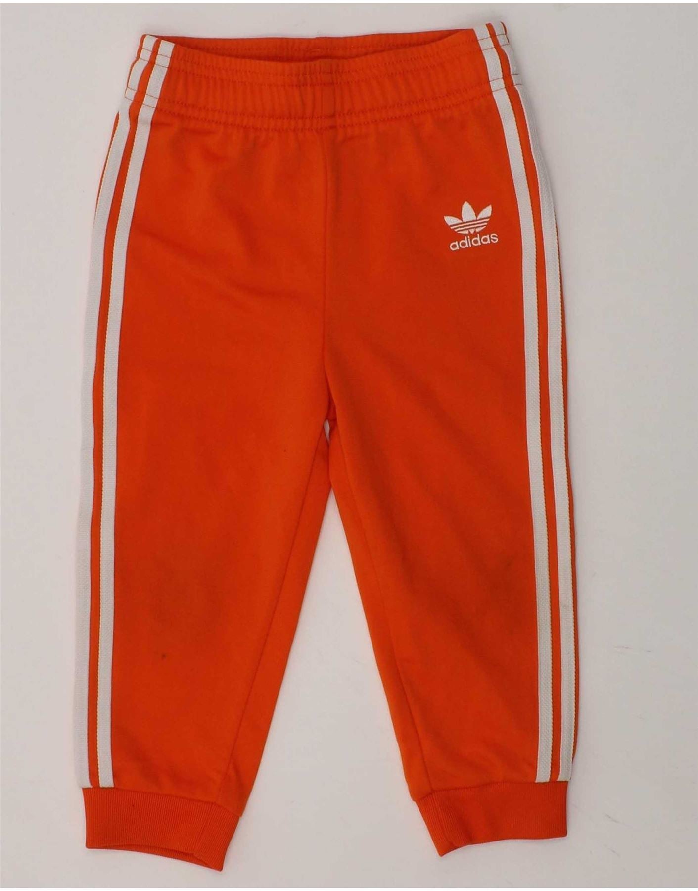 ADIDAS Baby Girls Joggers Tracksuit Trousers 18-24 Months Orange Polyester