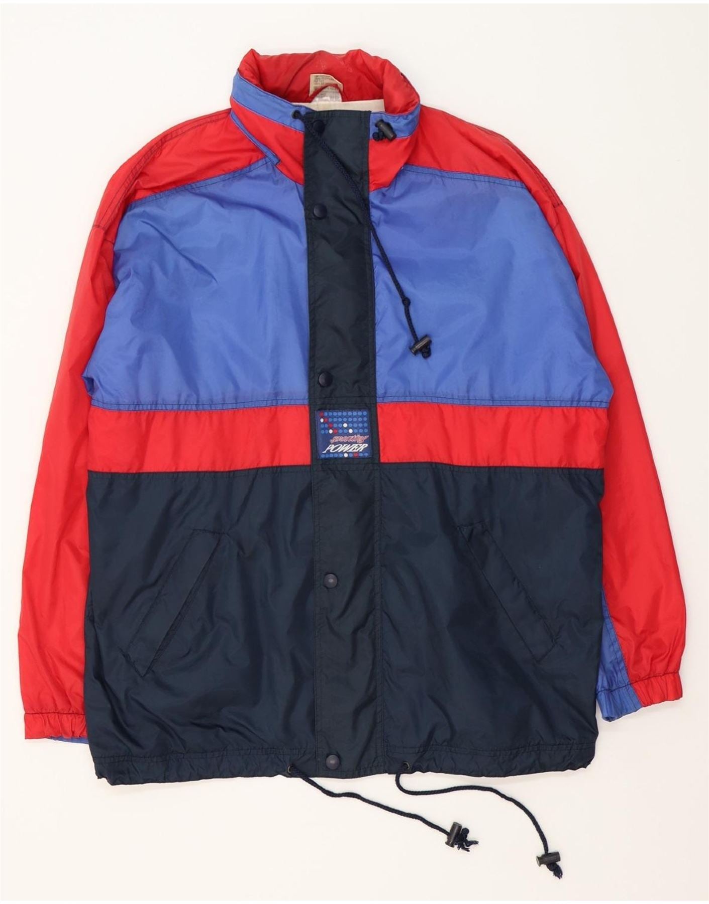 image of MARCEL CLAIR Mens Loose Fit Rain Jacket UK 38 Medium Navy Blue Colourblock
