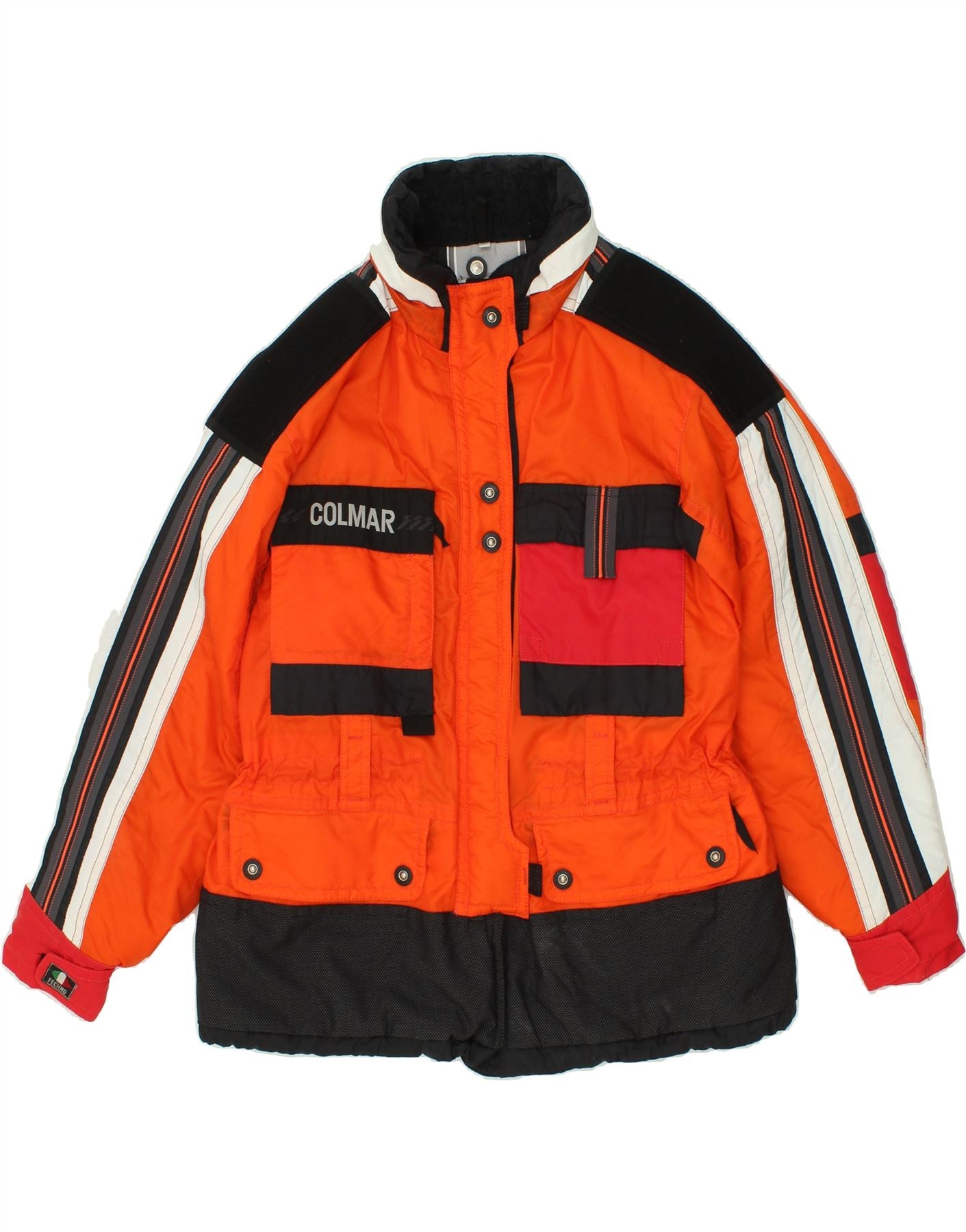 image of COLMAR Womens Hooded Ski Jacket IT 50 XL Orange Colourblock