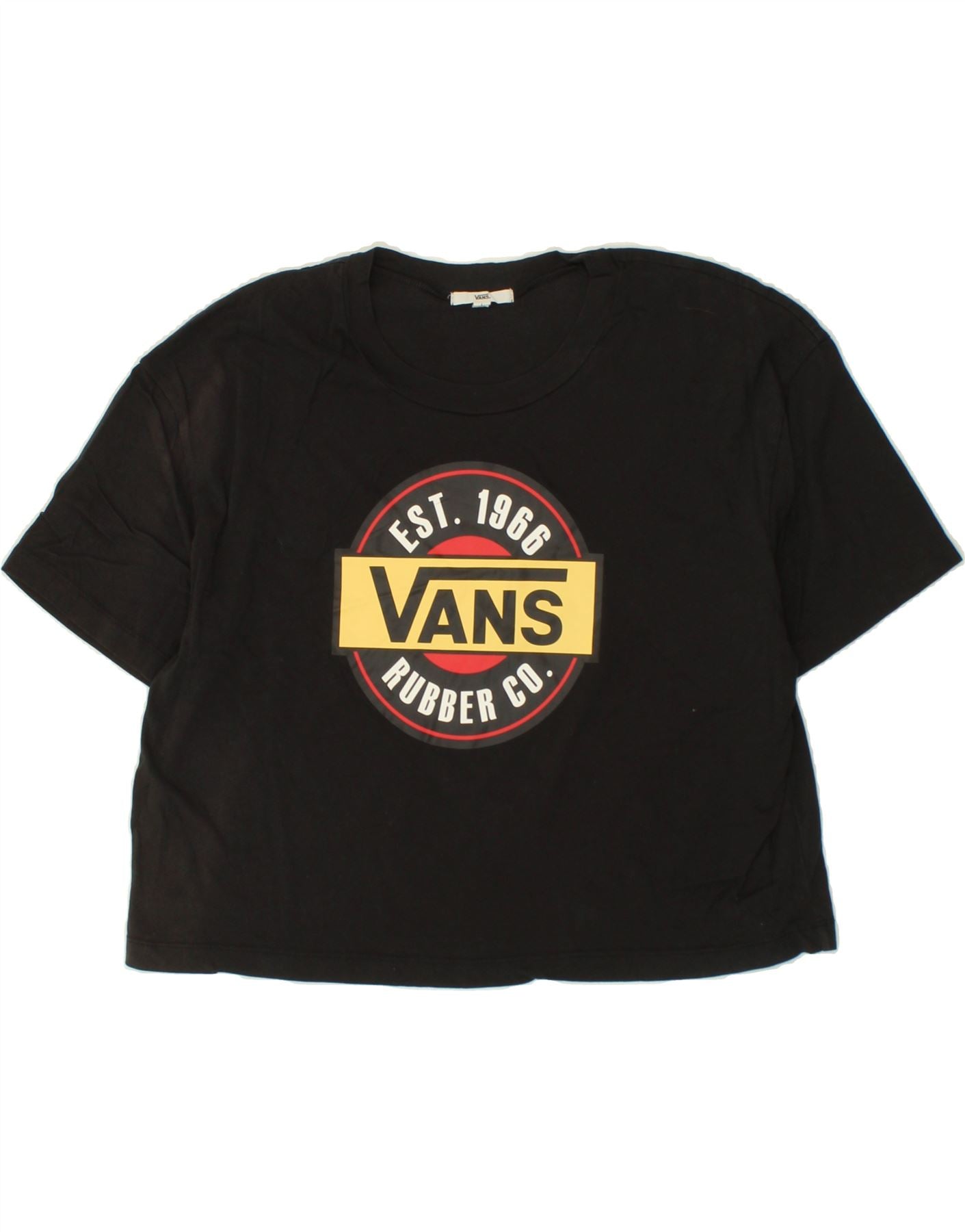 image of VANS Womens Crop Graphic T-Shirt Top UK 16 Large Black Cotton